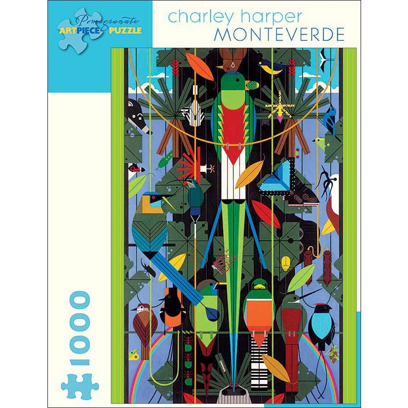 Charley Harper Monteverde Pz1000 Art Print - Vintage Wildlife Illustration for Home & Office Decor | Perfect for Living Room, Bedroom, or Gift