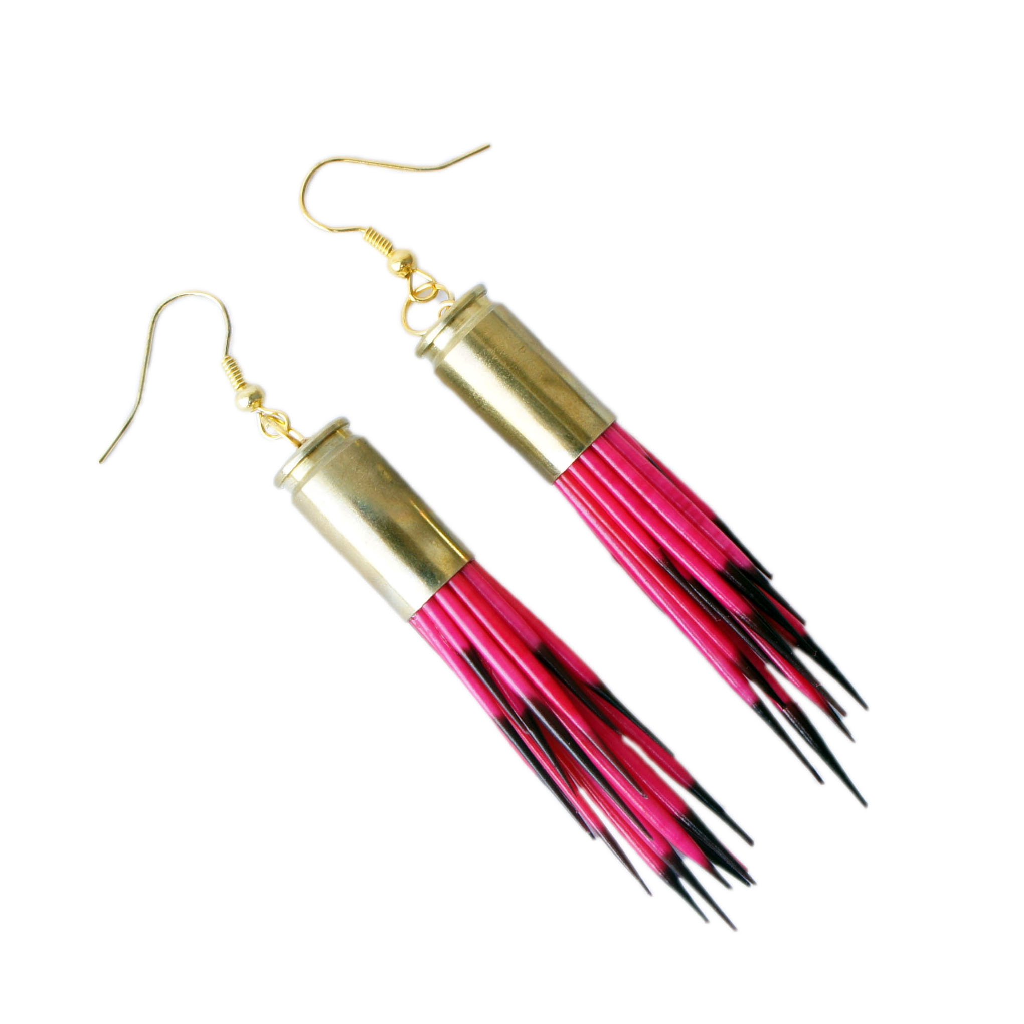 Hot Pink Porcupine Quill Earrings - Unique Boho Jewelry for Women | Handmade Tribal Accessories for Festivals, Parties & Everyday Wear