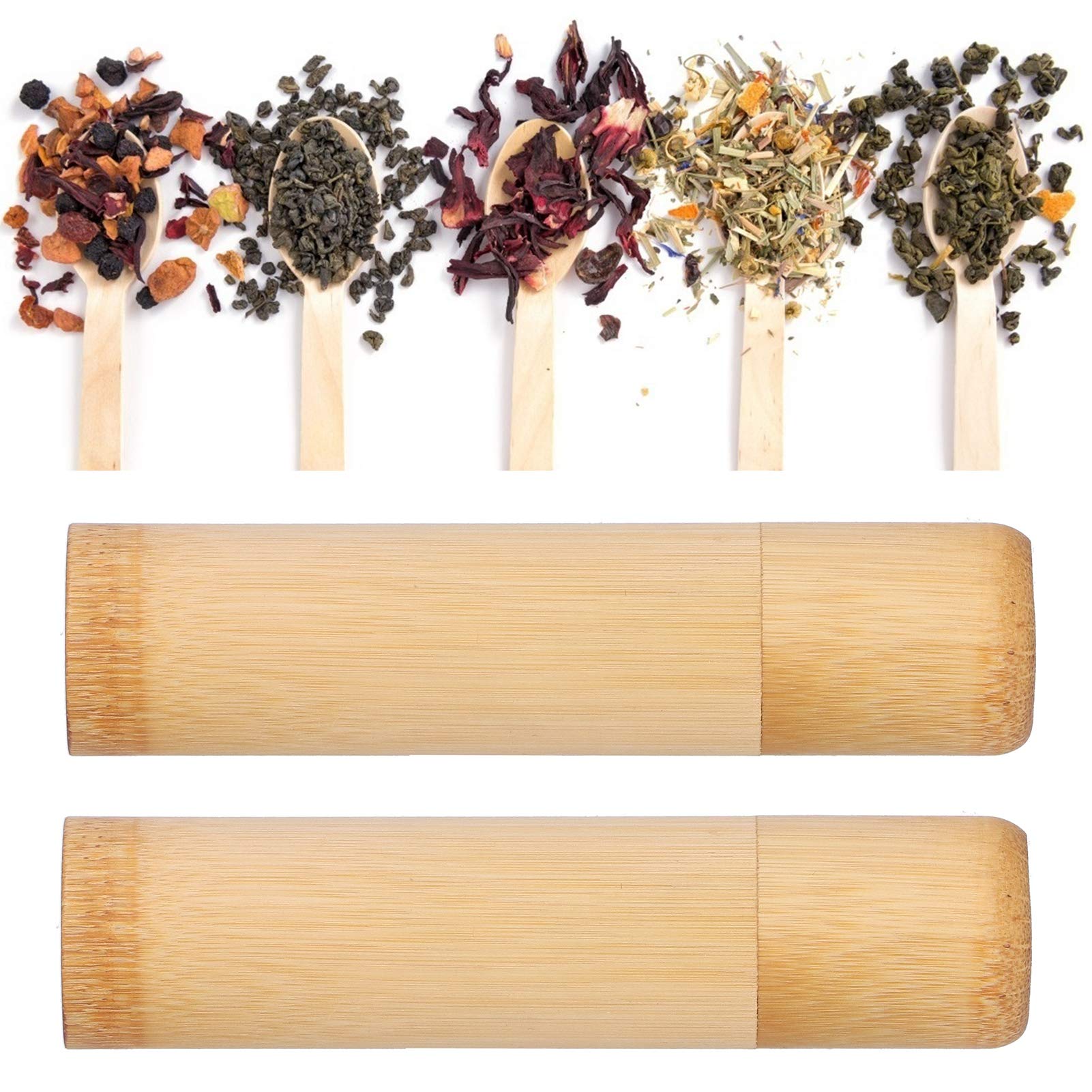 Premium Bamboo Tea Storage Box Set - 2-Piece Eco-Friendly Bamboo Tea Canisters & Incense Holder - Durable Spice & Coffee Bean Containers for Kitchen, Pantry, or Tea Ceremony Use