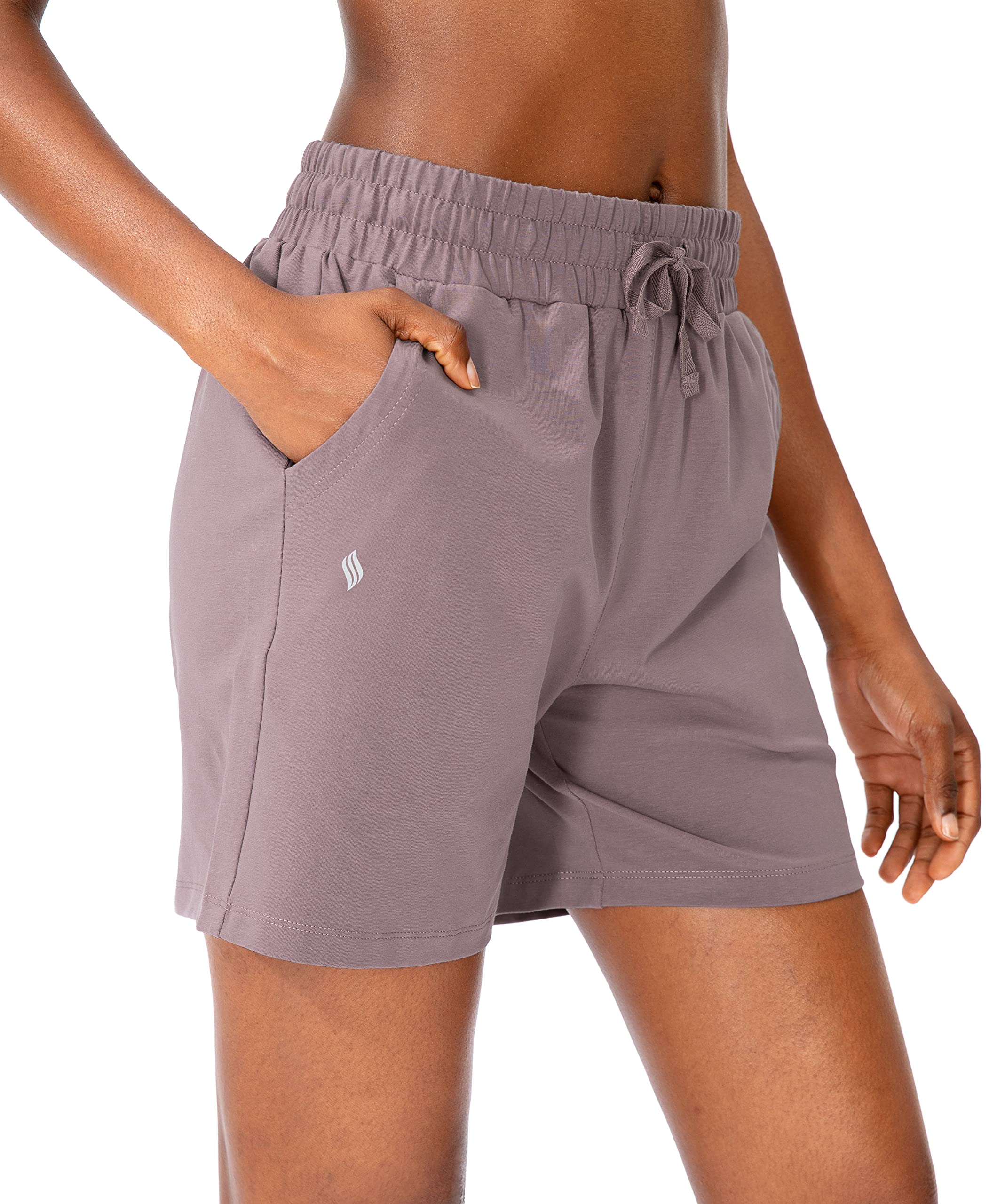 SANTINY Women's 5-Inch Cotton Lounge Shorts - Breathable Yoga & Athletic Bermuda Shorts with Pockets for Women - Perfect for Walking, Yoga, Gym & Casual Wear
