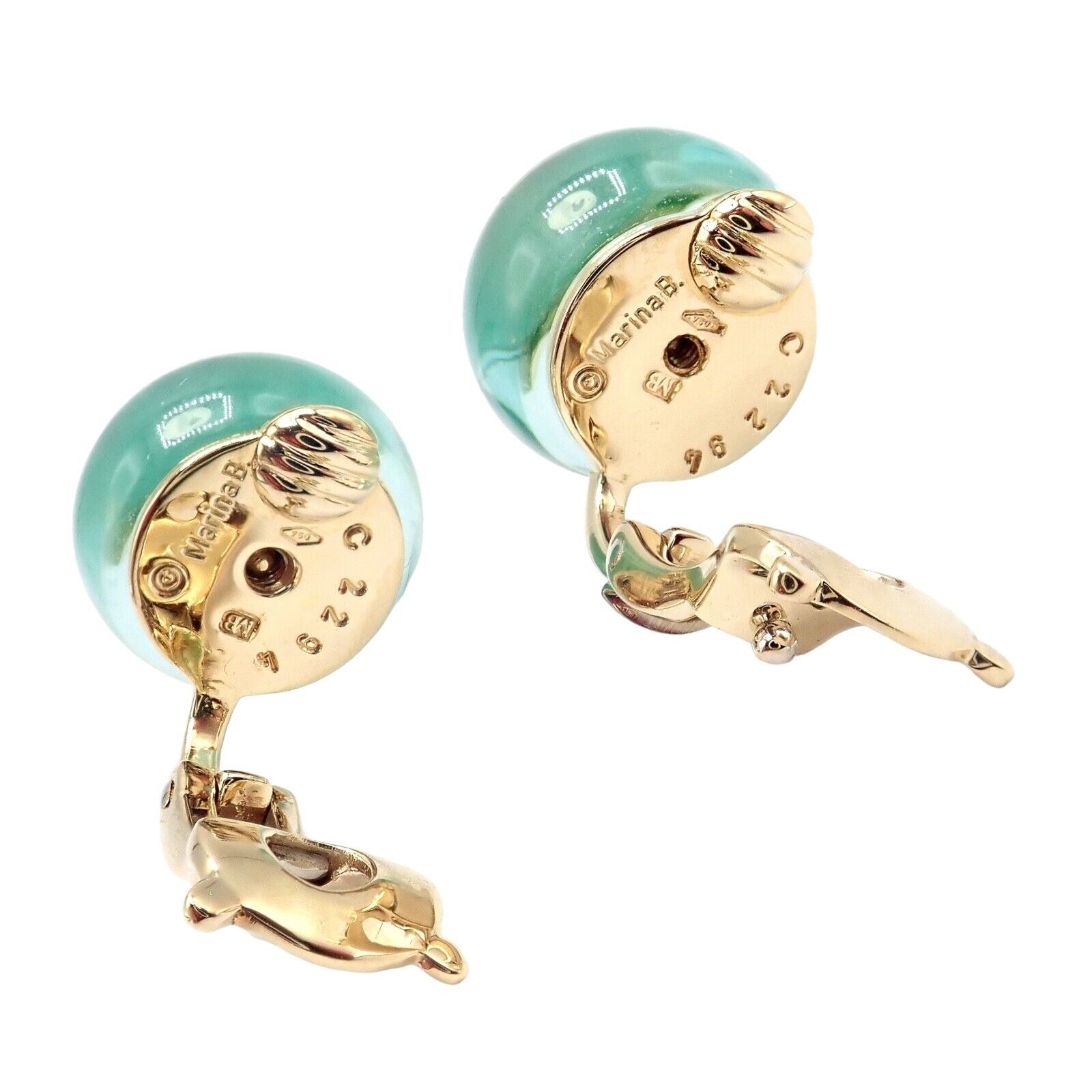 Authentic Vintage Marina B 18k Yellow Gold Pneu Crystal Earrings - Luxury Jewelry for Women, Perfect for Parties, Weddings & Special Occasions