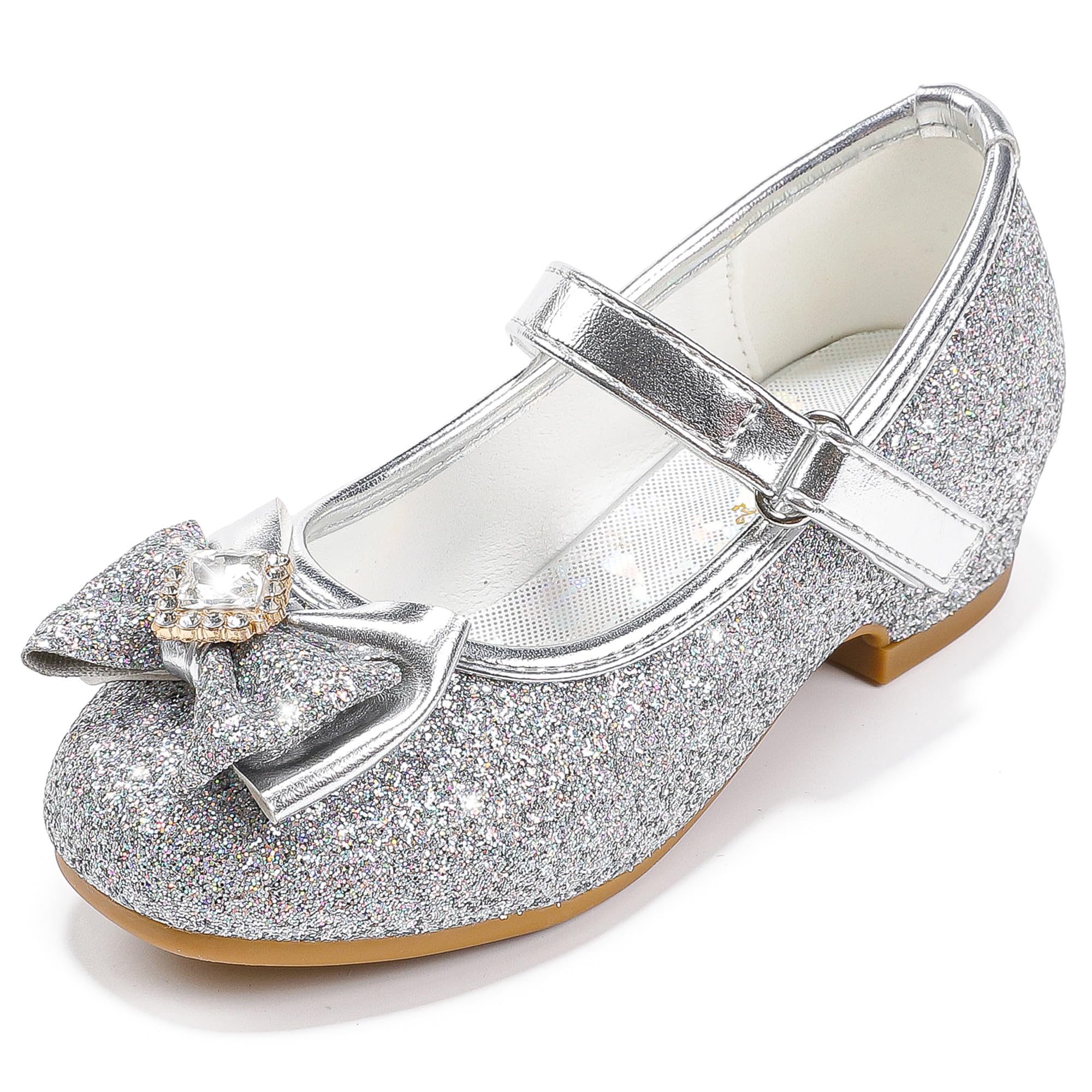 Furdeour Girls Mary Jane Dress Shoes - Glitter Flower Wedding Heels for Toddler Bridesmaids & Princess Party | Perfect for Weddings, Birthday Parties & Special Occasions