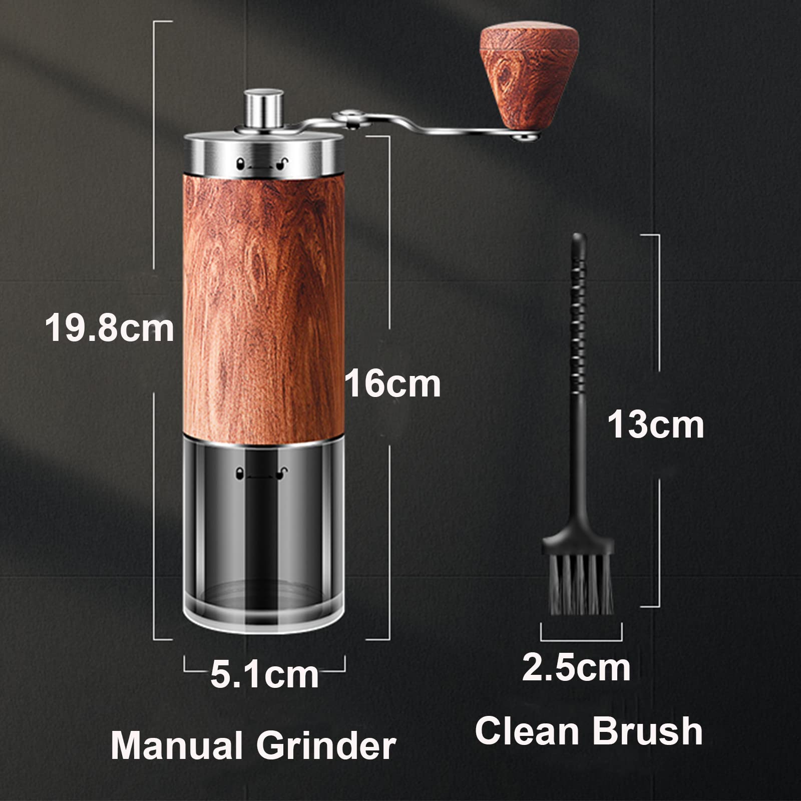 Premium Adjustable Manual Coffee Grinder - Hand Crank Mill for Espresso, French Press & Cold Brew - Perfect for Home, Office & Travel - Portable Coffee Bean Grinder with Ceramic Burrs
