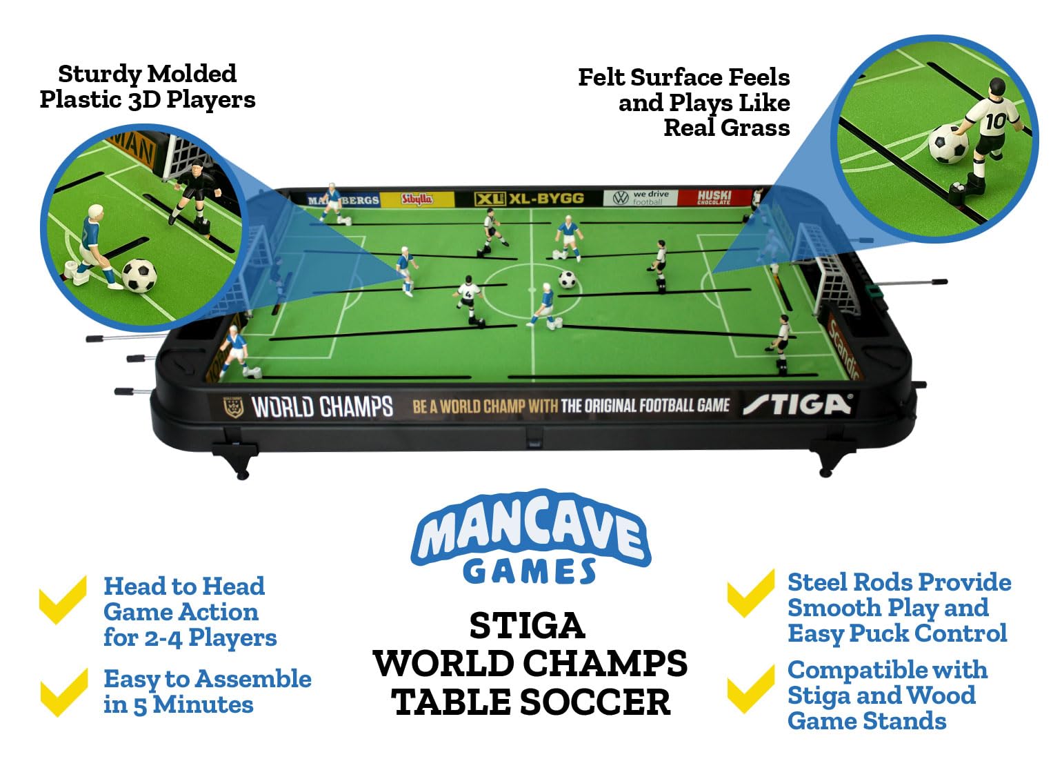 Stiga Soccer Table Game - Premium Foosball Table for Home & Game Room - Perfect for Family Fun, Parties, and Sports Enthusiasts