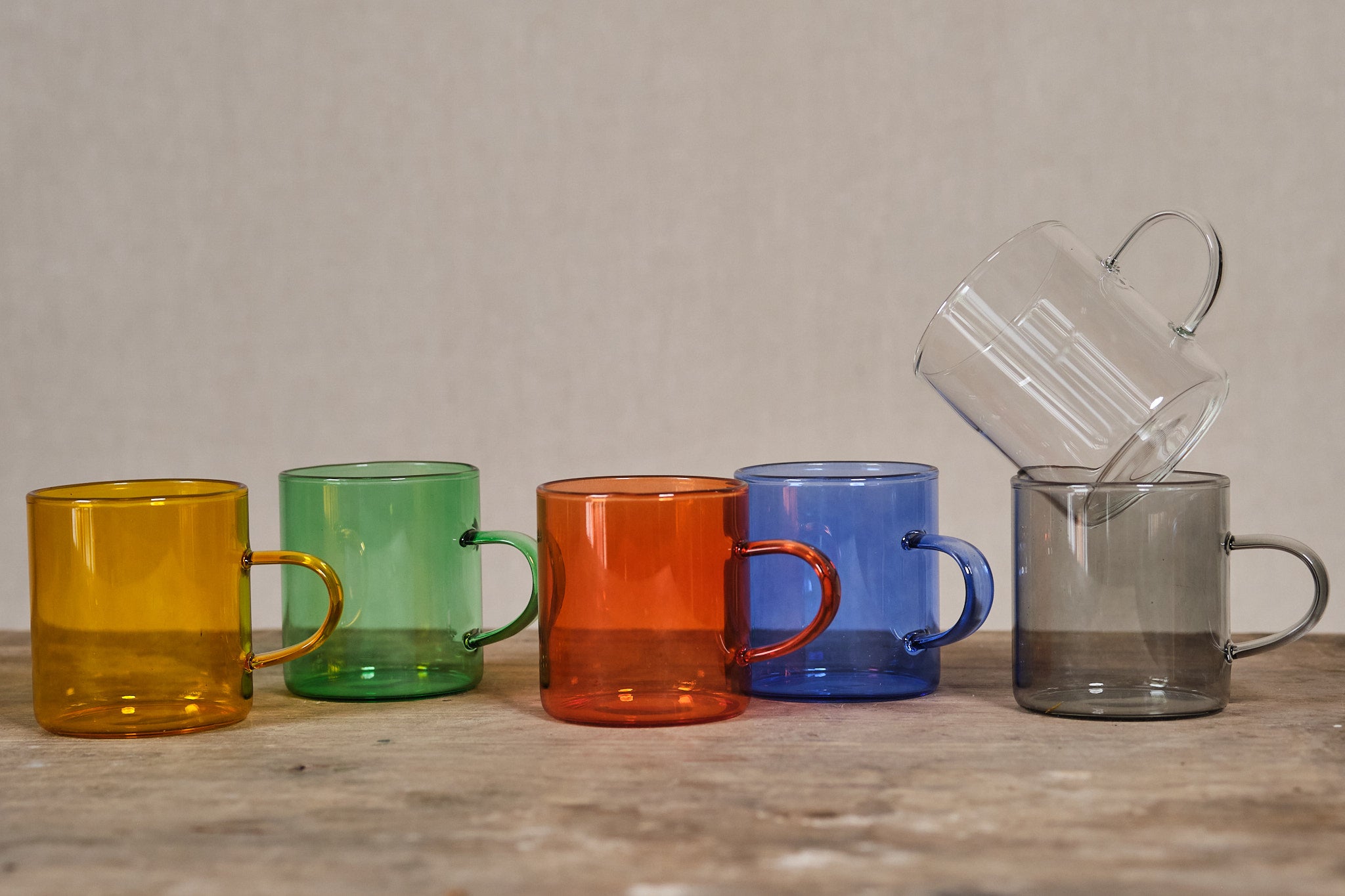 Premium Colored Glass Espresso Cups Set - 6 oz Heat-Resistant Coffee Cups for Latte, Cappuccino & Espresso - Perfect for Home, Cafe & Restaurant Use