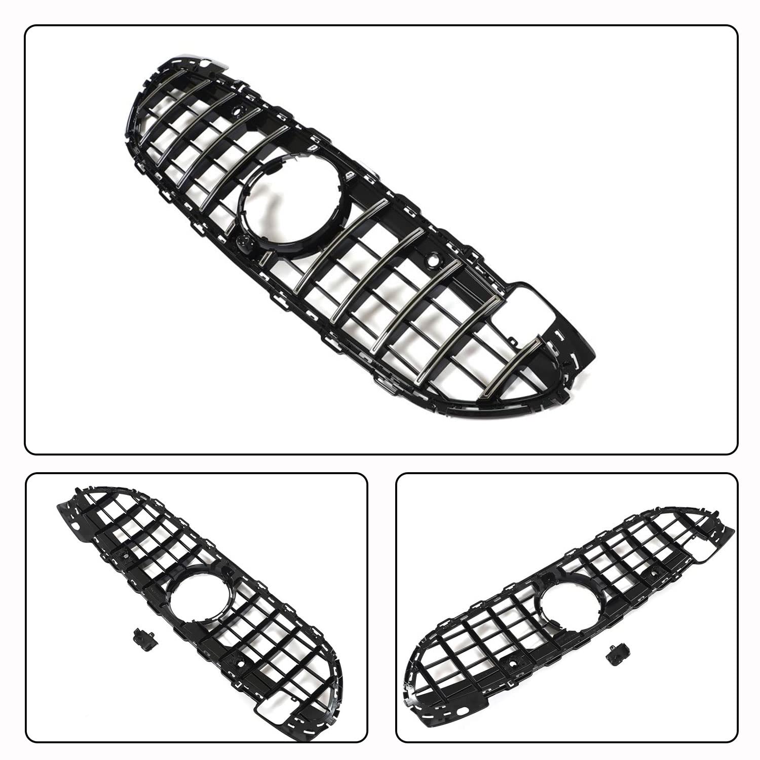 Mercedes-Benz C-Class W206 C200 C300 Front Hood Grill Grille (2022-2023) - Silver Upper Bumper Mesh Replacement for Enhanced Style & Aerodynamics | Perfect for Car Upgrades & Customization