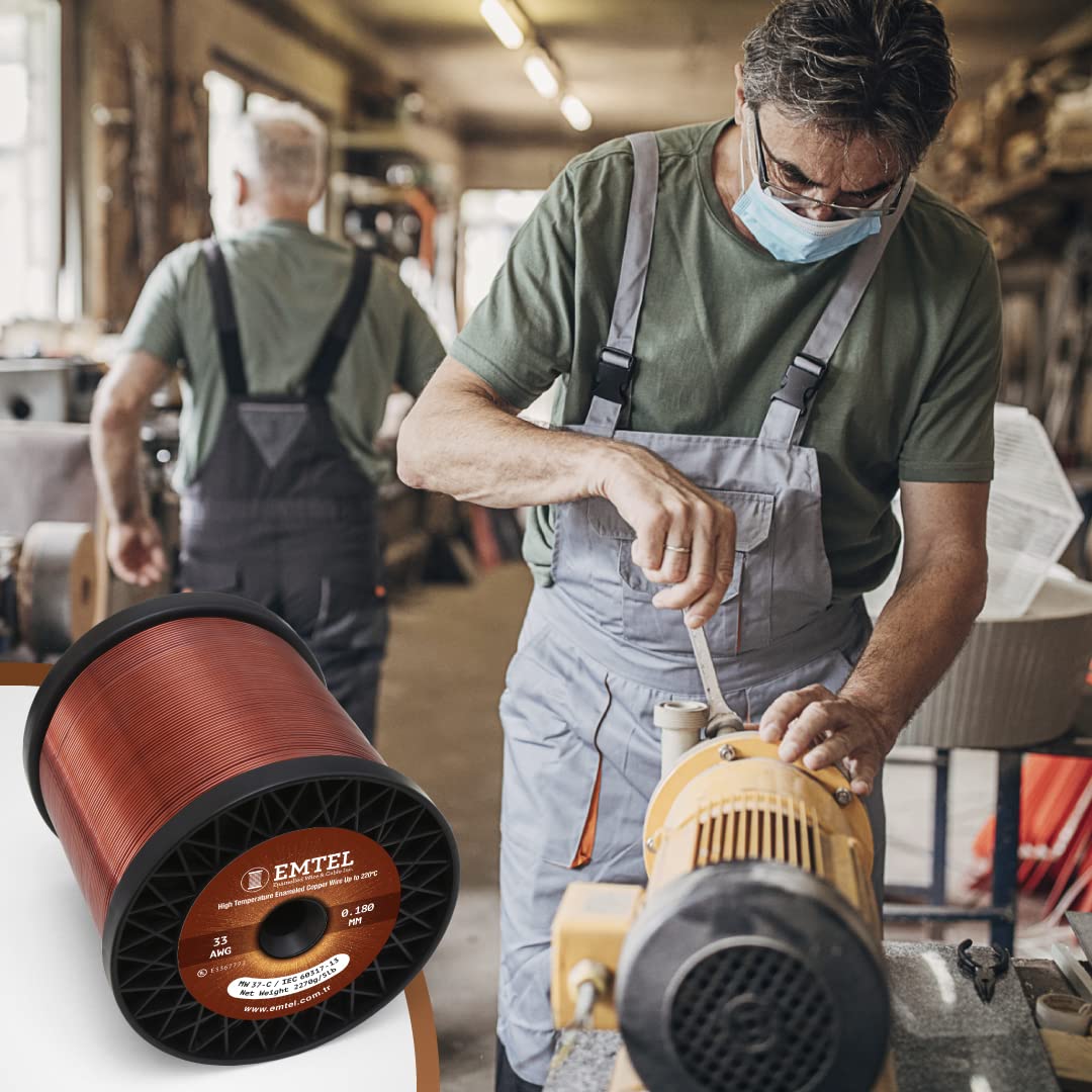 22 AWG Enameled Copper Magnet Wire - 5 lb (2525 ft) 99.9% Pure for Motors, Transformers, Coils | High Temp 220°C (428°F) | Perfect for DIY Electroculture Gardening & Electrical Projects