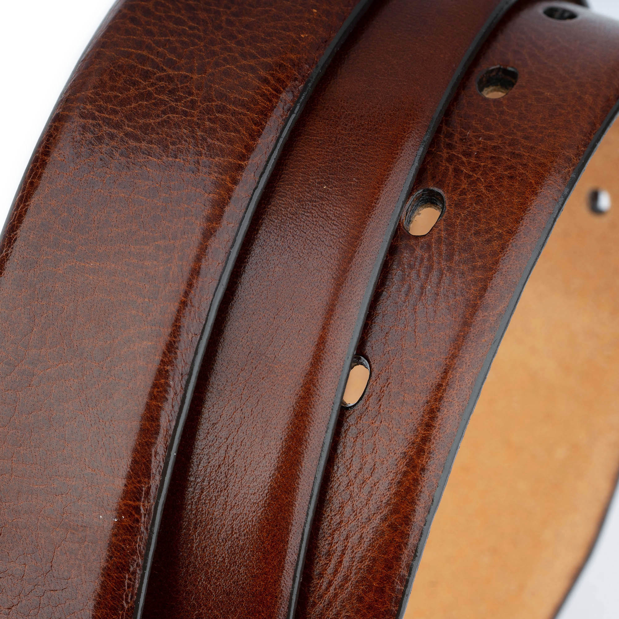 Men's Genuine Leather Belt - Cognac Dark Brown Replacement Strap for Ferragamo Buckles | Classic Dress Belt for Business, Office & Formal Occasions