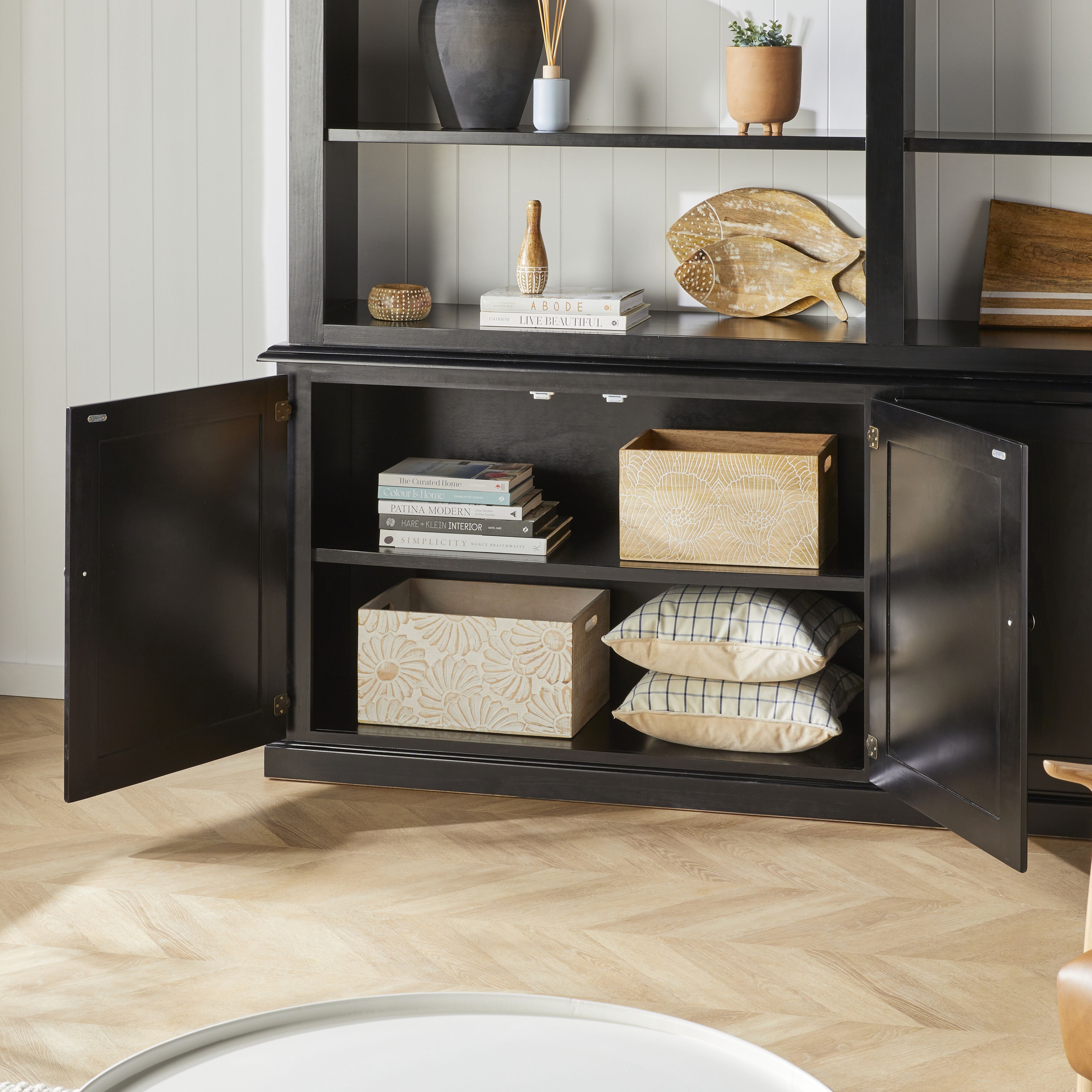 Armand 4-Door Library Bookcase 240 x 240cm Black - Perfect for Home Office, Living Room & Study Organization