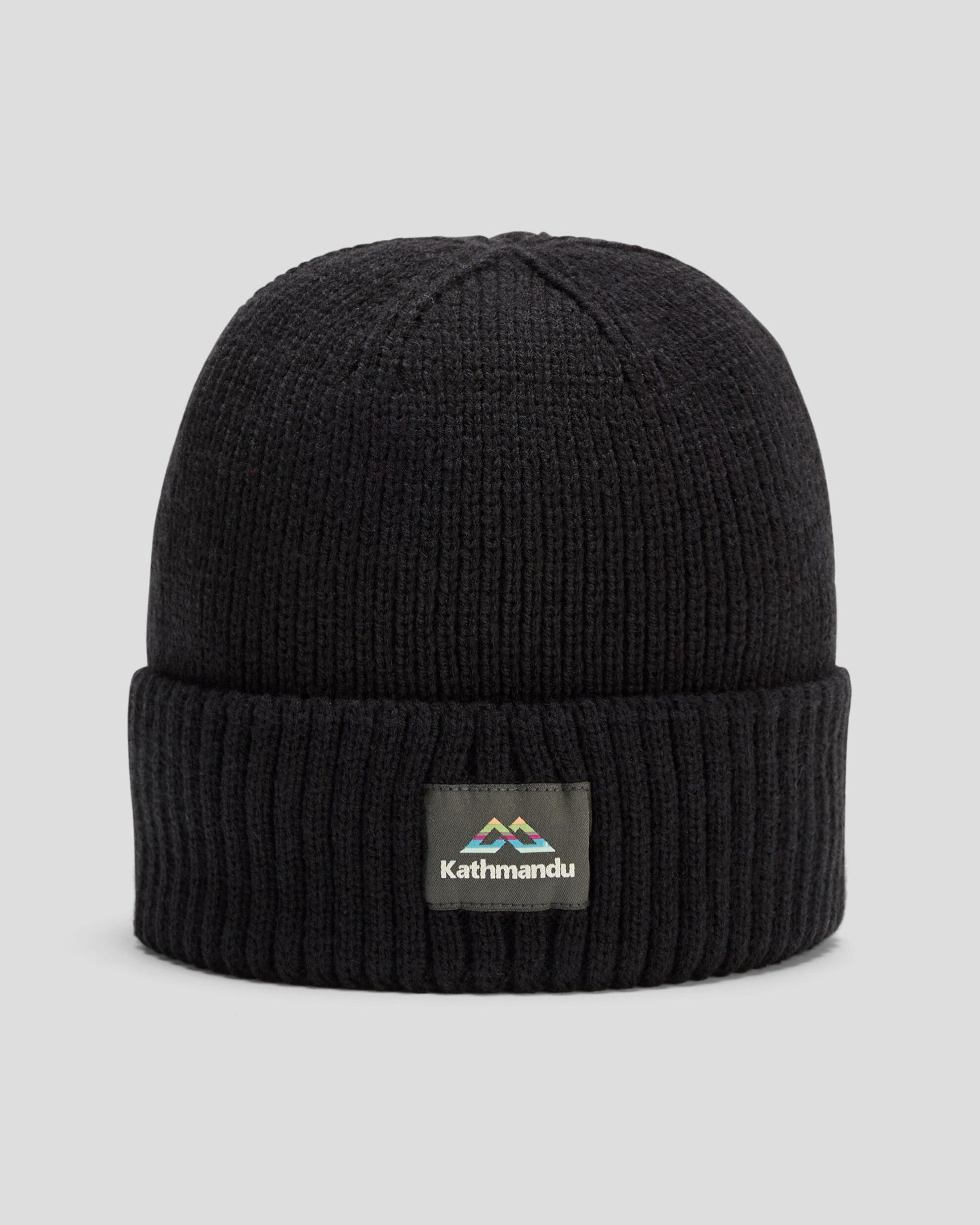 Kathmandu Badge Beanie - Black Winter Hat for Men & Women | Warm Knit Beanie for Outdoor Activities, Skiing, Hiking and Casual Wear