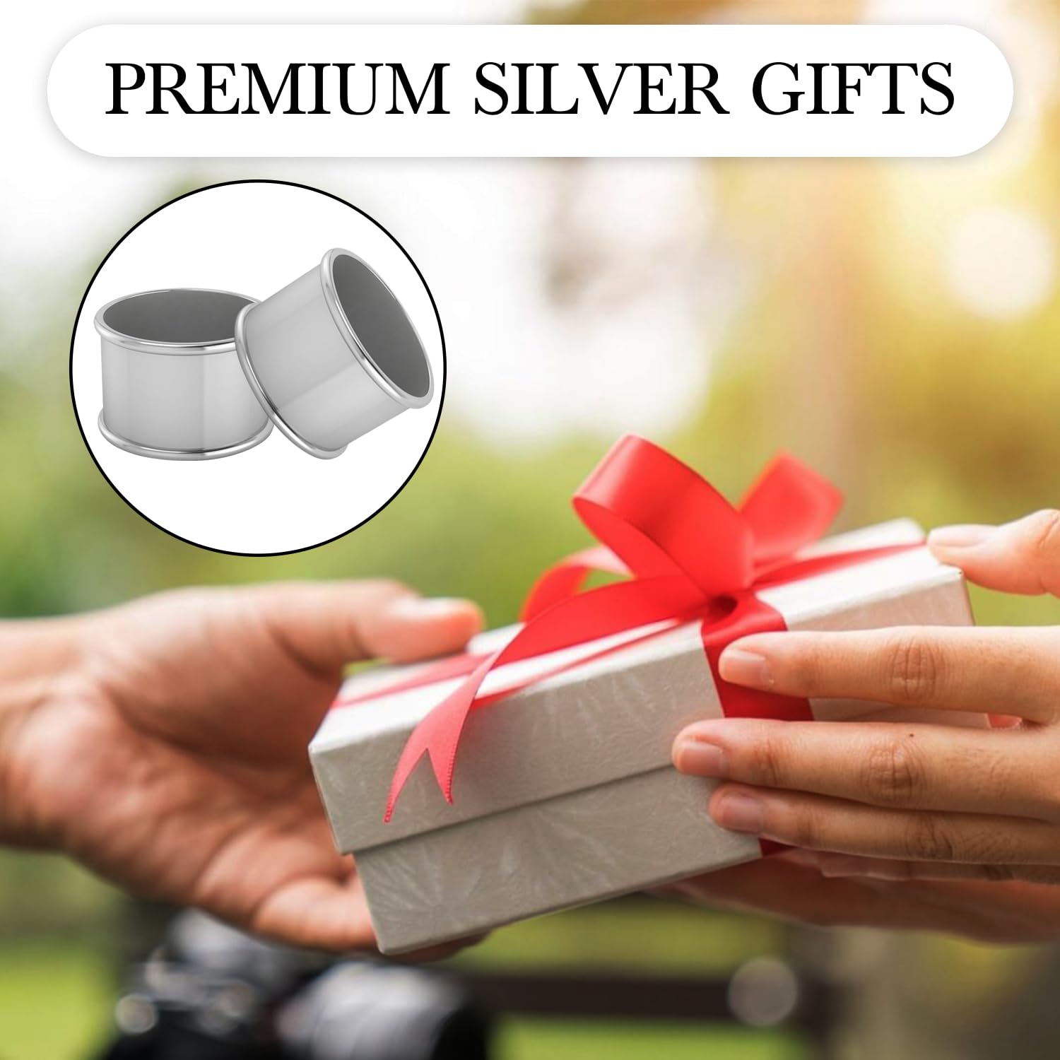 Elegant Engravable Silver-Plated Napkin Rings for Wedding & Dining - Personalized Stainless Steel Napkin Holder Set in Premium Gift Box | Perfect for Formal Dinner Parties, Holiday Tablescapes & Bridal Shower Decor