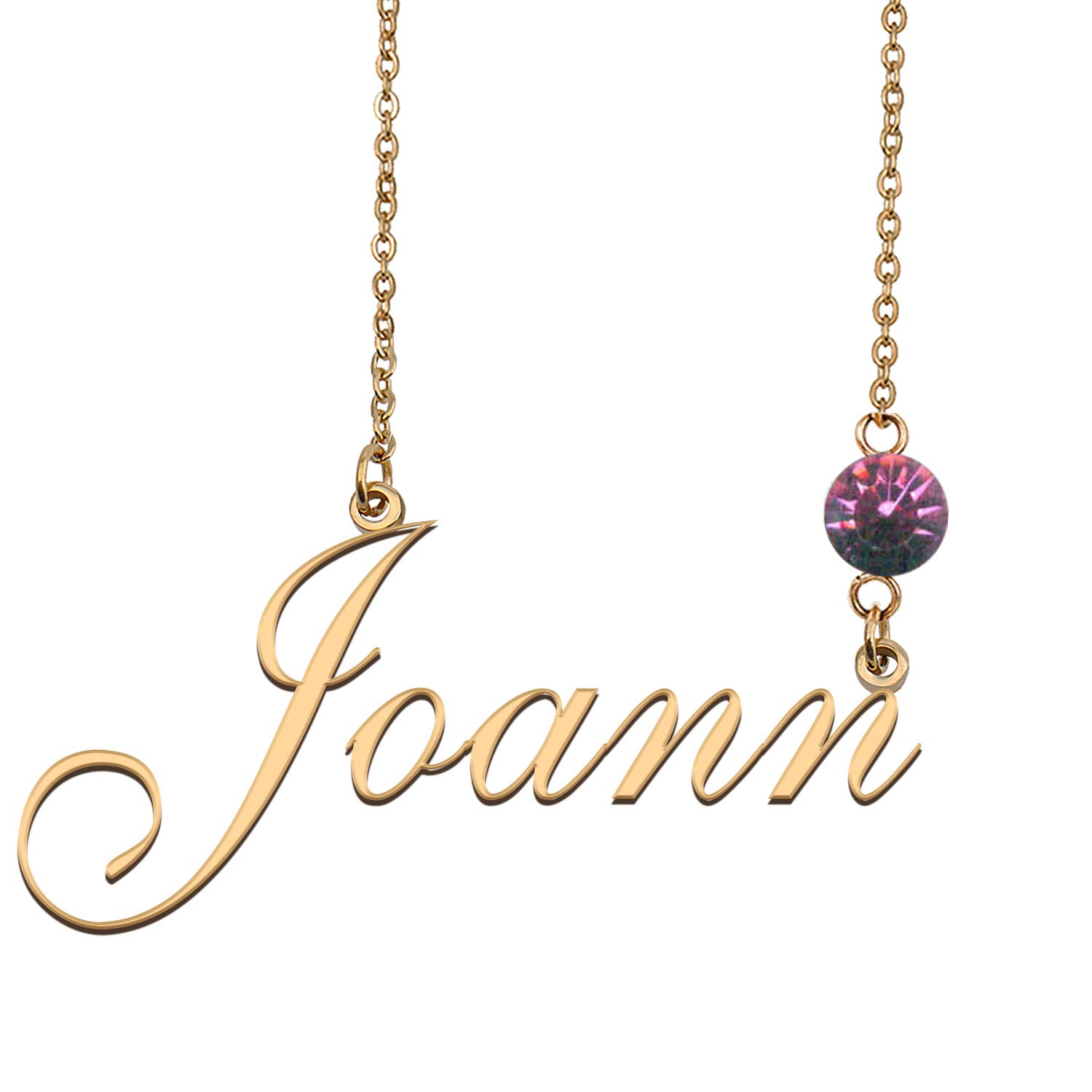 HUAN XUN Personalized Name Necklace with Birthstone Charm - Custom Engraved 2 Names Jewelry Gift for Women, Couples, Best Friends - Perfect for Anniversaries, Birthdays & Valentine's Day
