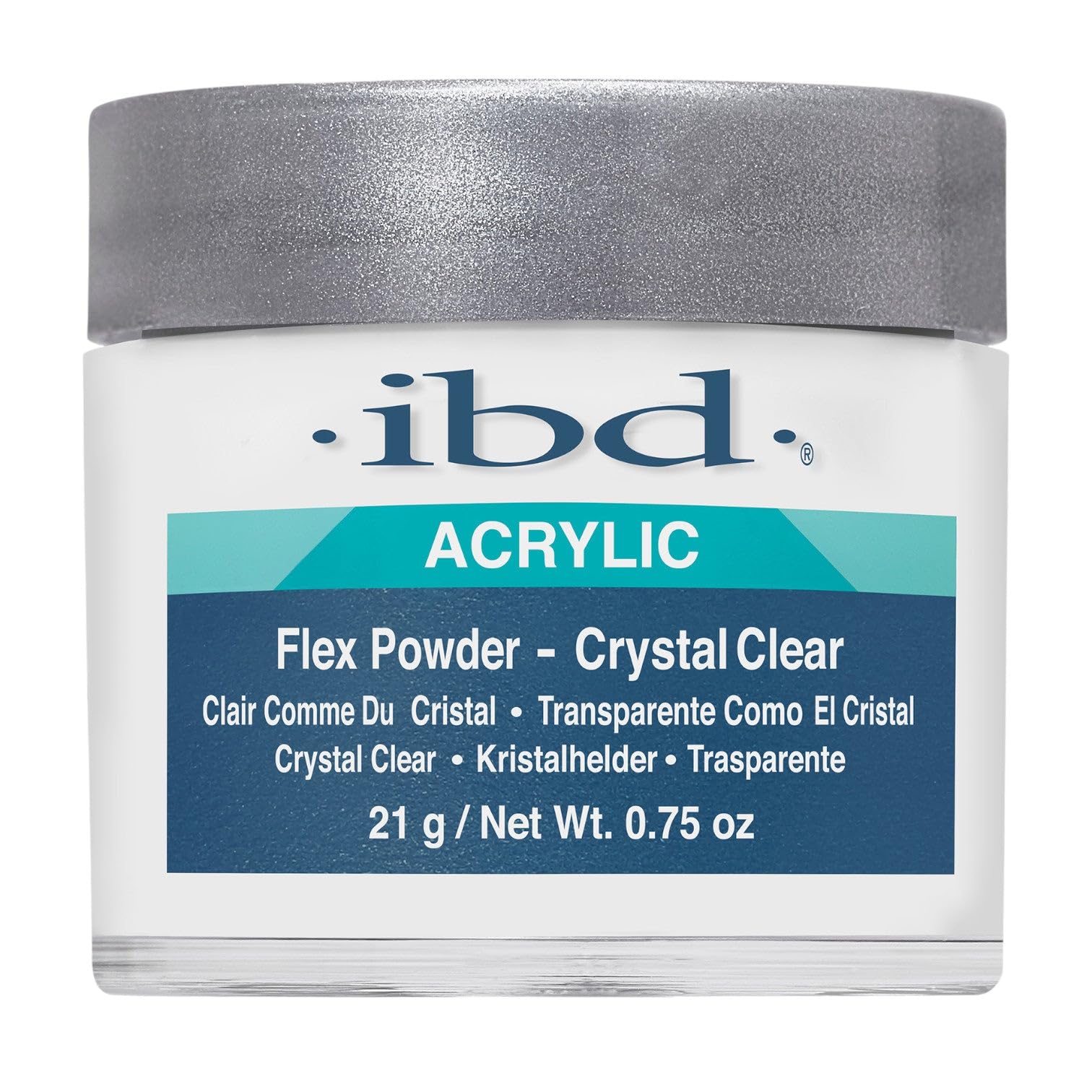 IBD Flex 71828 Crystal Clear Nail Powder - 0.75 oz for Acrylic Nails & Gel Extensions - Perfect for Salon & Home Manicures