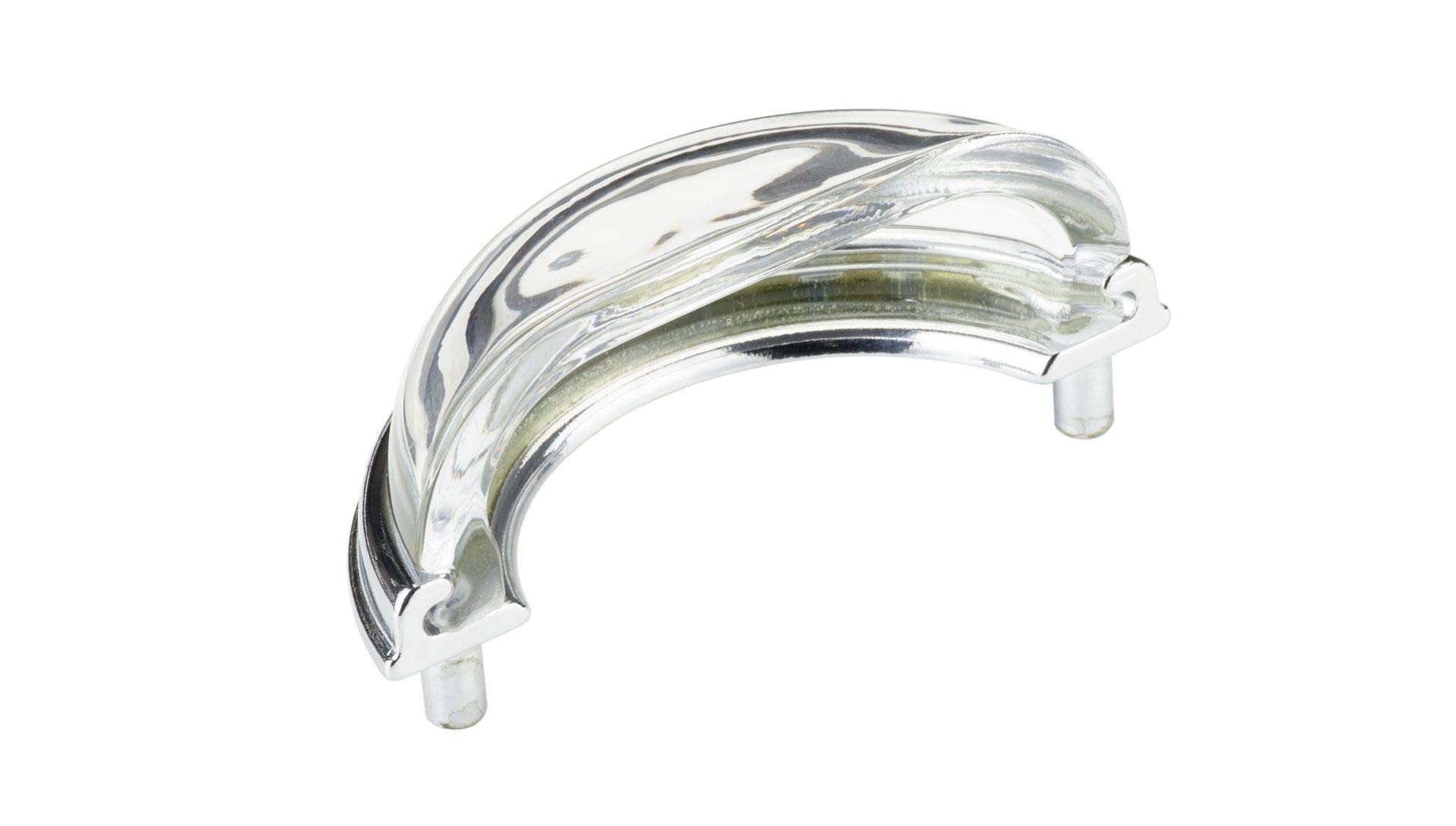 Richelieu Hardware BP1008214011 Montreuil Collection 3-inch (76mm) Center-to-Center Clear & Chrome Cabinet Drawer Pull Handle - Modern Kitchen, Bathroom & Furniture Hardware for Cabinets, Dressers & Storage Units