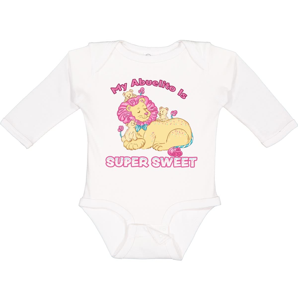 My Abuelito Is Super Sweet Cotton Candy Lions Long Sleeve Baby Bodysuit - Soft Cotton Onesie for Infants & Toddlers - Perfect for Family Photos, Birthday Gifts & Everyday Wear