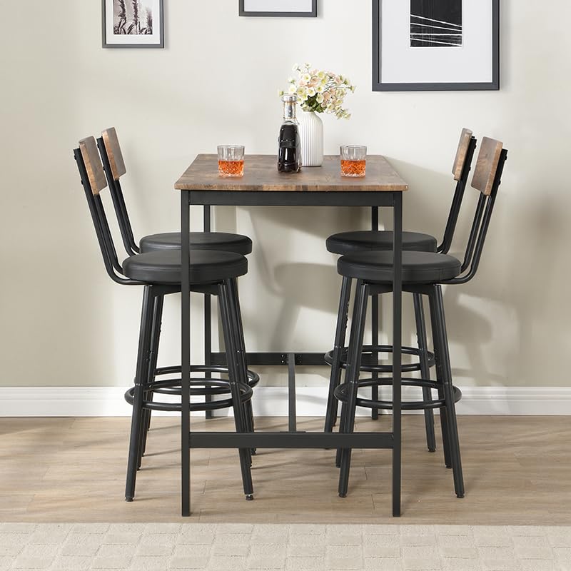 Industrial Bar Table and Stools Set of 4 - 42