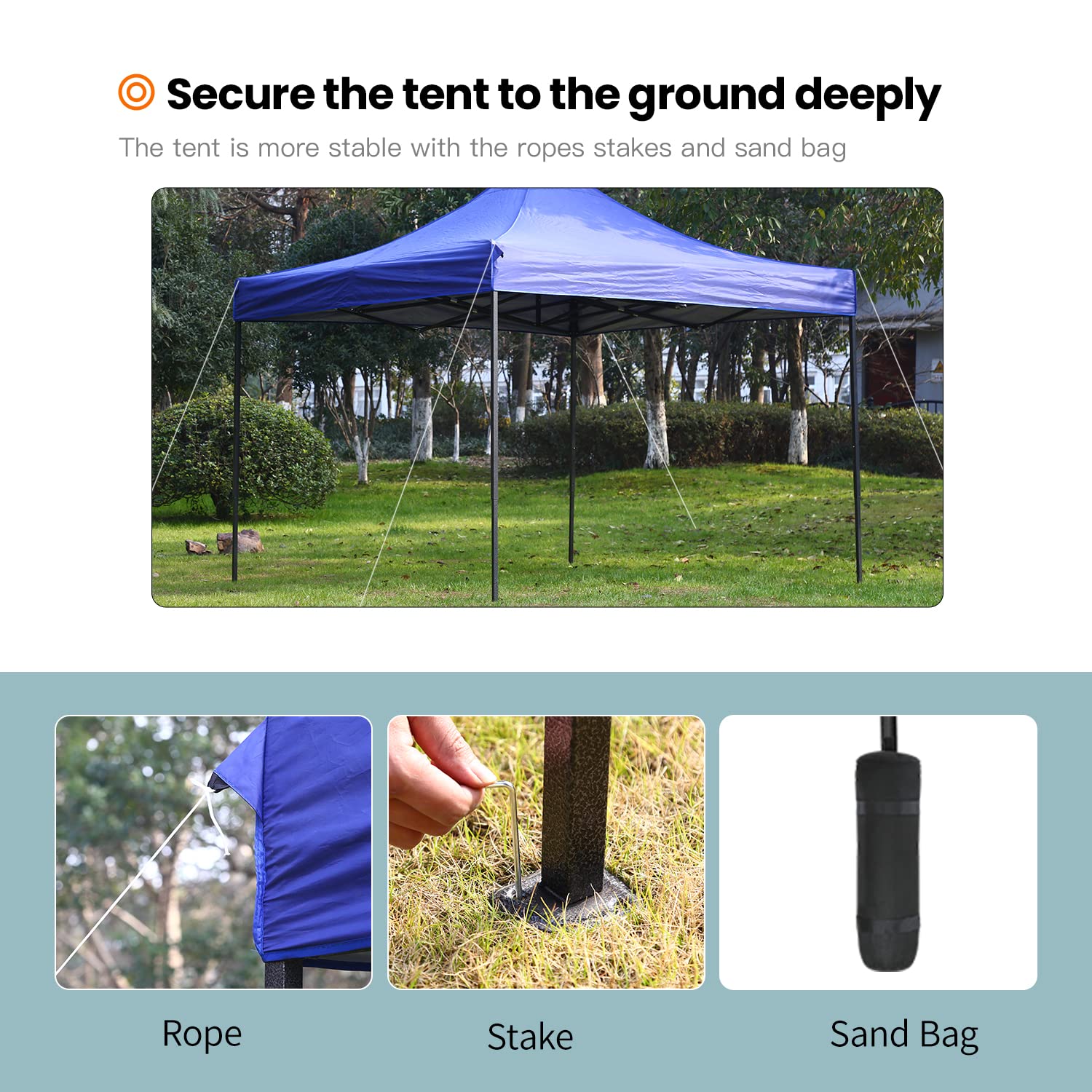 10x10 Pop Up Canopy Tent - White Instant Shelter with UV Protection, Easy Setup Straight Legs, Portable Carry Bag & Sand Bags - Perfect for Outdoor Events, Camping, Beach, Picnics & Commercial Use (Blue)