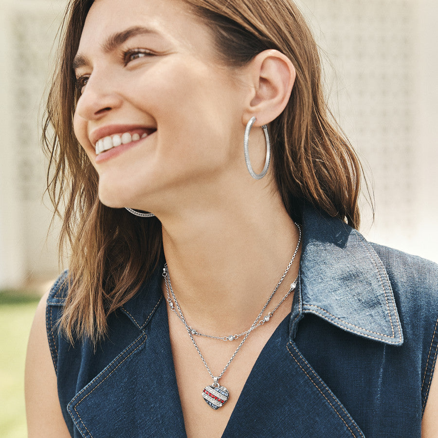 Americana Heart Necklace - Vintage Patriotic Jewelry for Women, Perfect for 4th of July, Valentine's Day & Everyday Wear