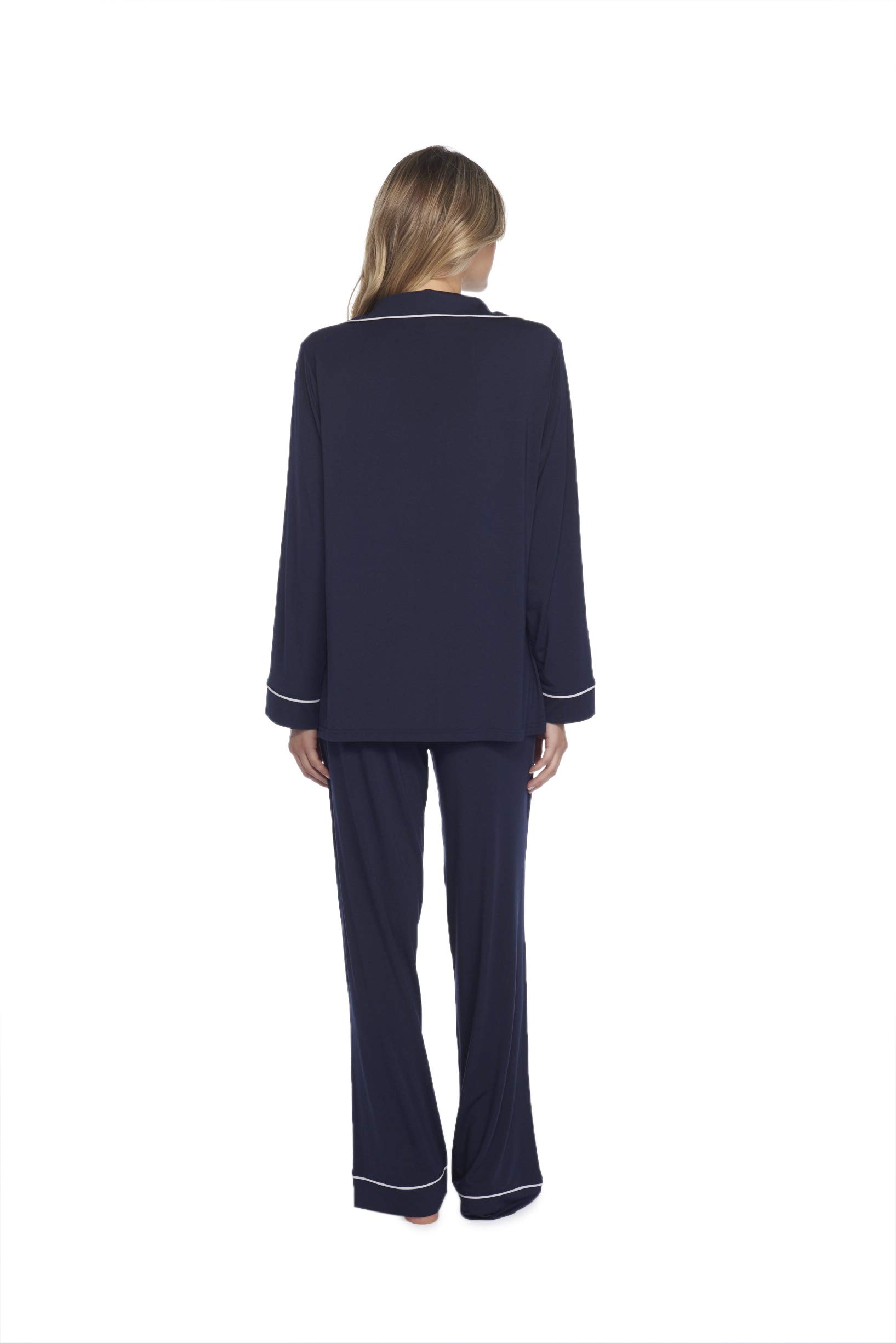Barefoot Dreams Women's Luxe Milk Jersey Piped Pajama Set - Soft & Cozy Sleepwear for Relaxing at Home or Lounging