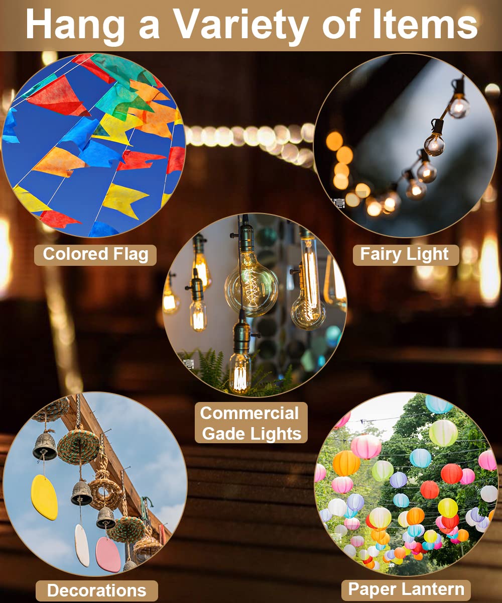 Queension 10FT Outdoor String Light Poles (2 Pack) - Heavy Duty Garden, Backyard & Patio Lighting Stand for Parties, Weddings, Bistro & Cafe Decor - Perfect for Creating Ambient Lighting in Outdoor Spaces