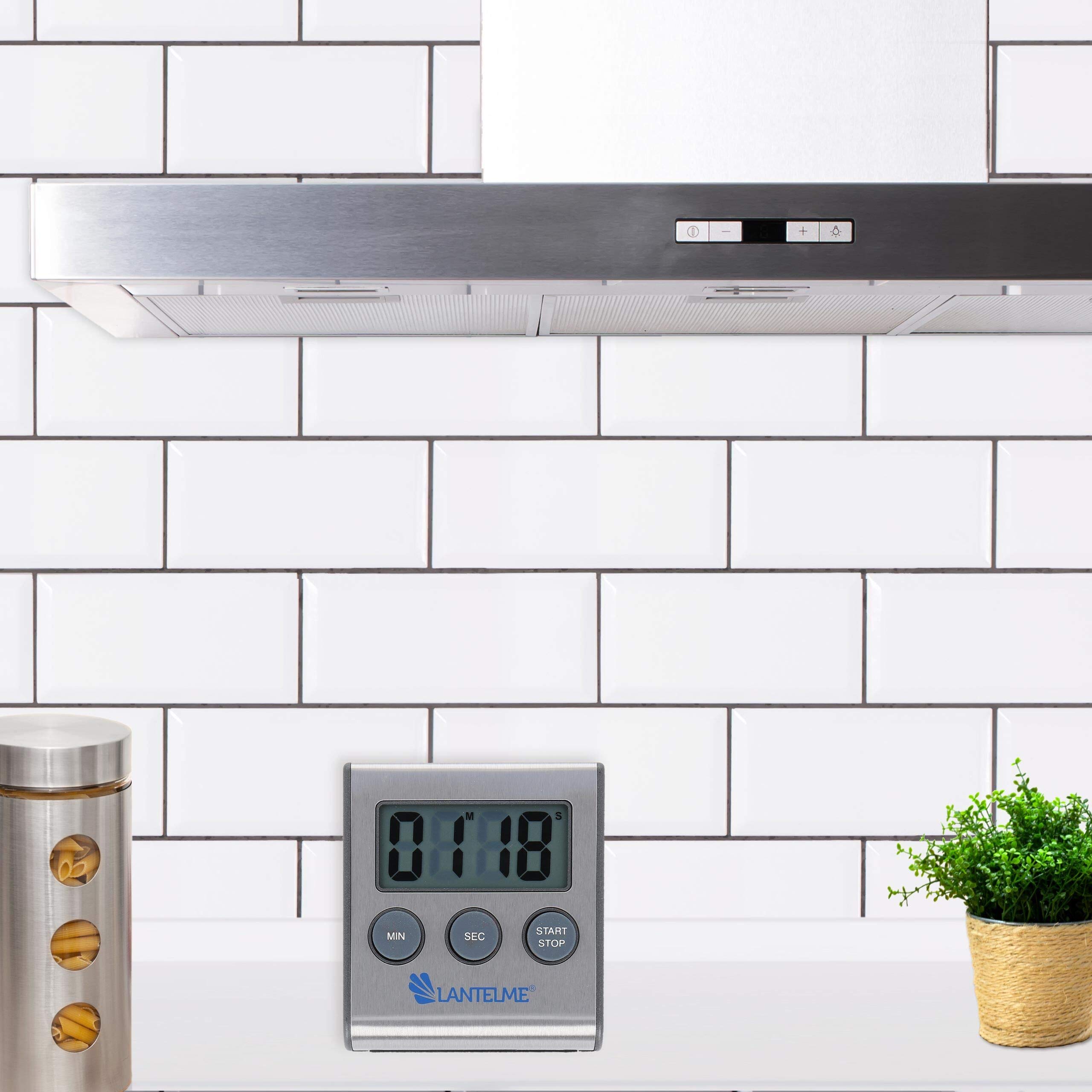 Lantelme Digital Magnetic Kitchen Timer - Stainless Steel Egg Timer with Loud Alarm, Countdown & Stopwatch - Perfect for Cooking, Baking, Fitness & Classroom Use