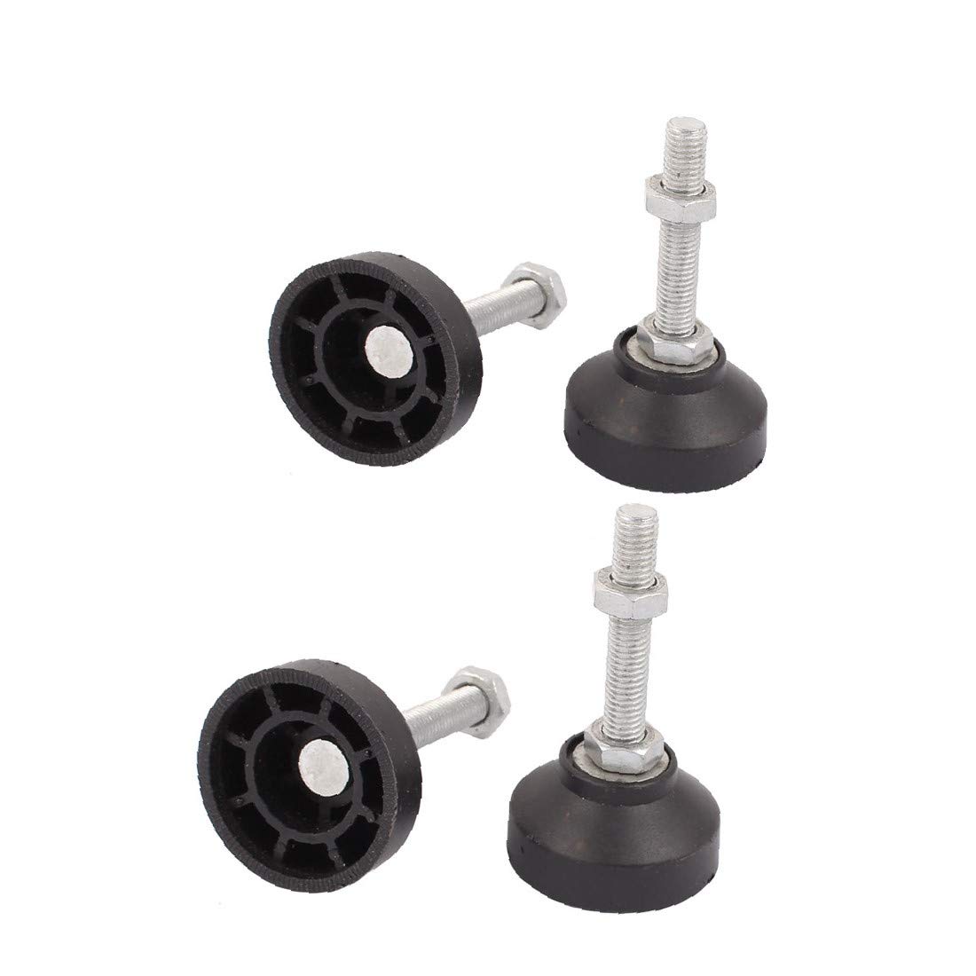 Adjustable M10x50mm Thread Leveling Feet - 4 Pack Black Furniture Glides for Tables & Desks - Perfect for Leveling Wobbly Office Furniture, Kitchen Cabinets, and Workbenches