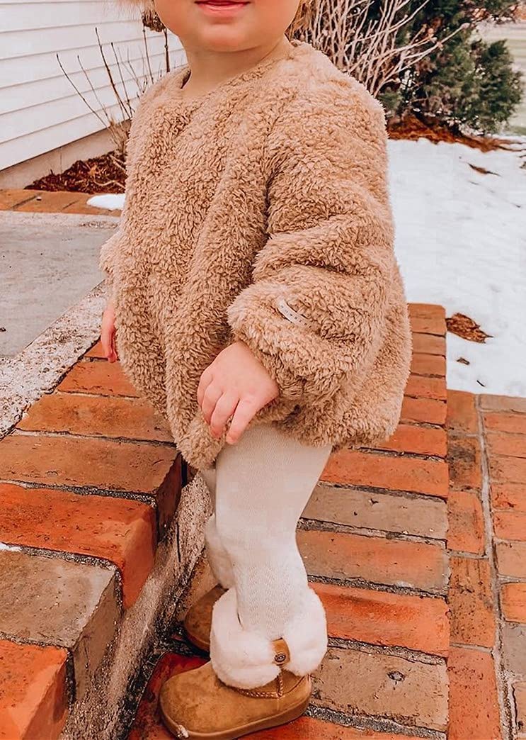 **Newborn Baby Fleece Romper - Long Sleeve Crewneck Jumpsuit for Boys & Girls | Warm Plush Outfit for Winter, Photoshoots & Cozy Home Wear**