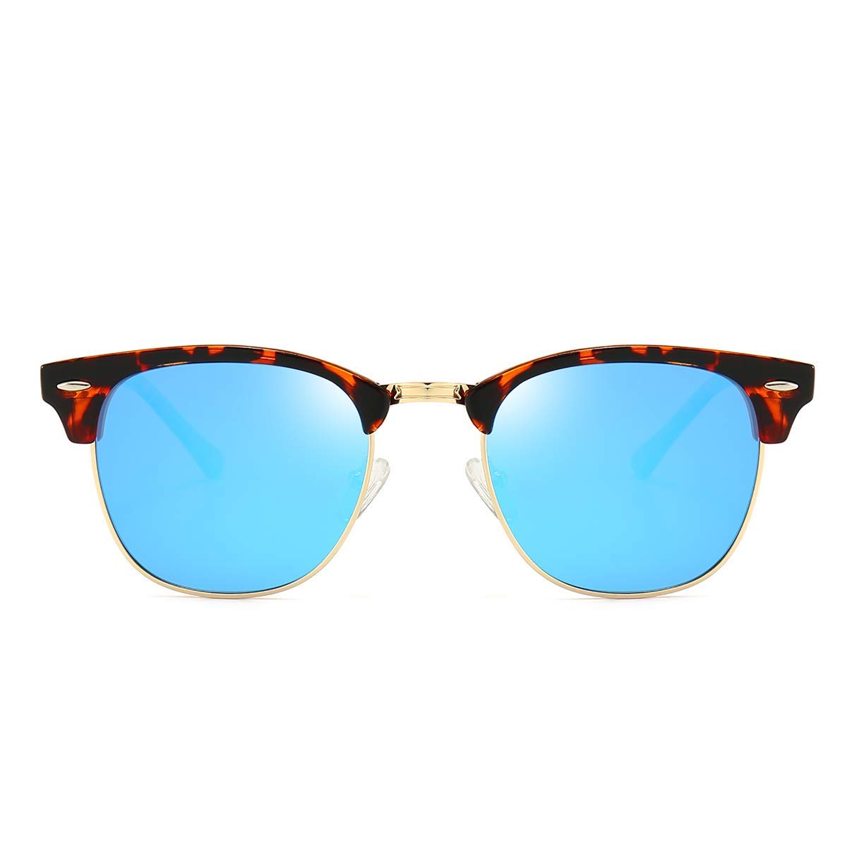 Dollger Polarized Browline Sunglasses for Men & Women - Classic Semi-Rimless Retro Frame with UV 400 Protection - Perfect for Driving, Beach & Outdoor Activities