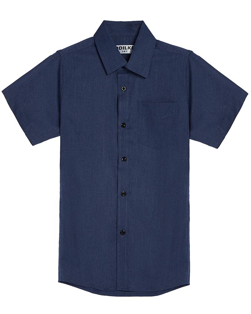 DDILKE Boys' Short Sleeve Dress Shirt - Casual Button Down Uniform Shirts for School, Church & Special Occasions | Comfortable & Stylish Kids Formal Wear