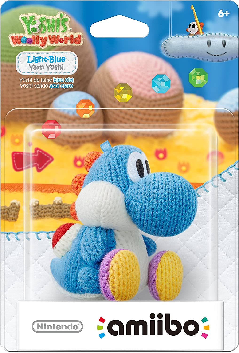 Light Blue Yarn Yoshi Amiibo - Yoshi's Woolly World Collectible Figure for Nintendo Switch & Wii U | Perfect for Gaming Display, Gift Giving & Nintendo Collection