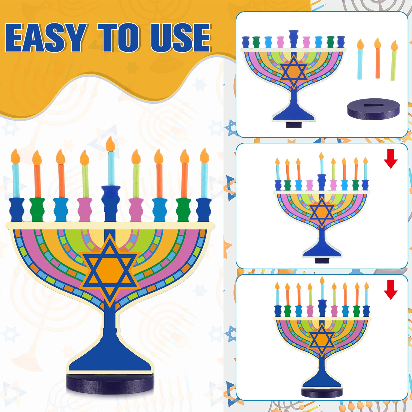 Handcrafted Wooden Hanukkah Menorah with 9 Removable Candles - Traditional Jewish Chanukah Candle Holder for Holiday Decor, Home Centerpiece & Jewish Gift - Perfect for Hanukkah Celebrations, Synagogue Events & Family Gatherings