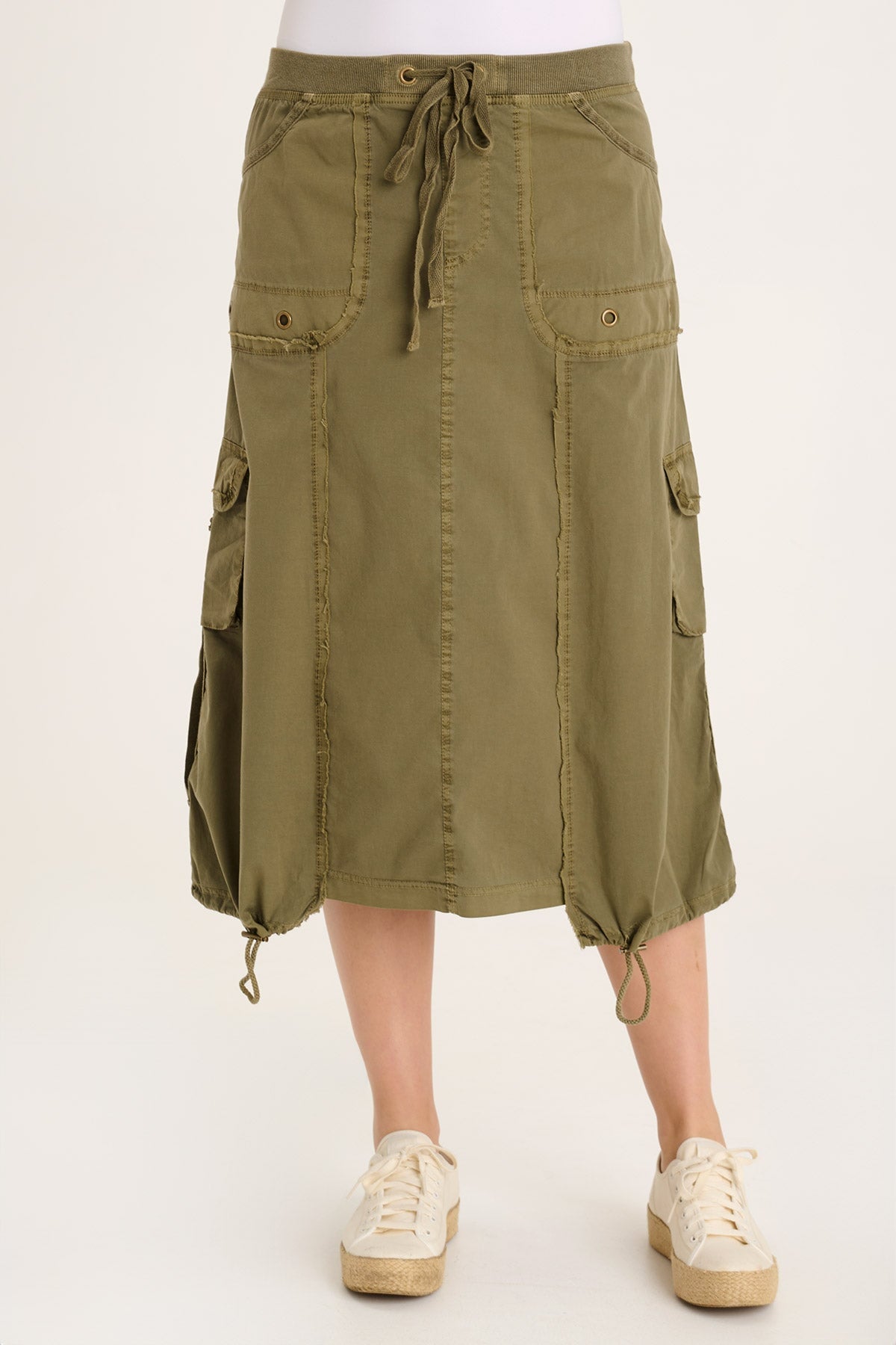 Castalina Poplin Cargo Midi Skirt for Women - Stylish Utility Skirt with Pockets, Comfortable Casual Wear for Outdoor, Travel & Everyday Use