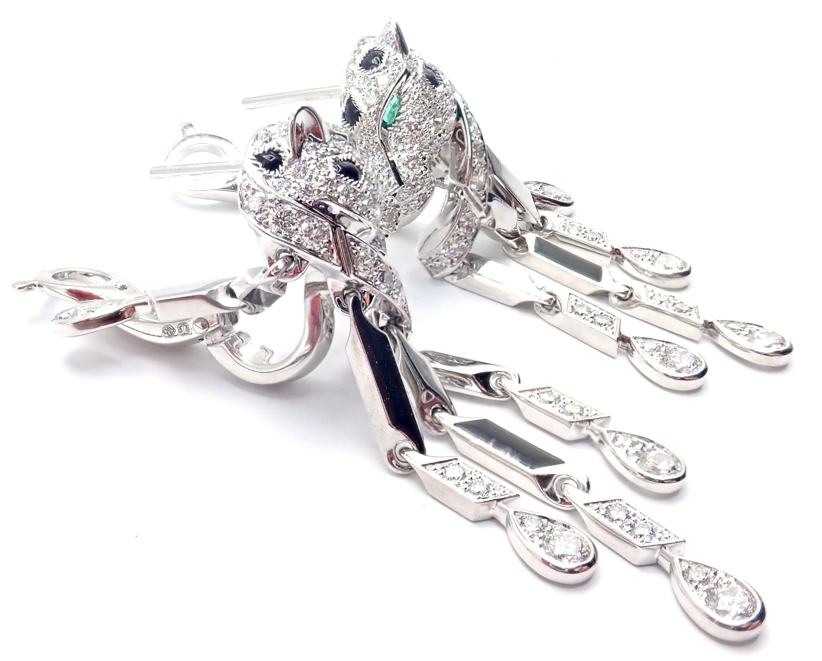 Authentic Cartier Panthere Panther 18k White Gold Diamond Black Onyx Earrings for Women | Luxury Jewelry Gift for Anniversary, Birthday & Special Occasions