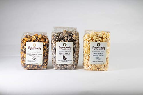 **Popinsanity Gourmet Popcorn Deluxe Bag – Non-GMO, Dairy-Free, 3-Pack with 3 Delicious Flavors | Perfect for Holidays, Thanksgiving, Corporate Gifts, Office Snacks, Birthday & Get Well Presents | Ideal for Parties, Movie Nights & Gifting**