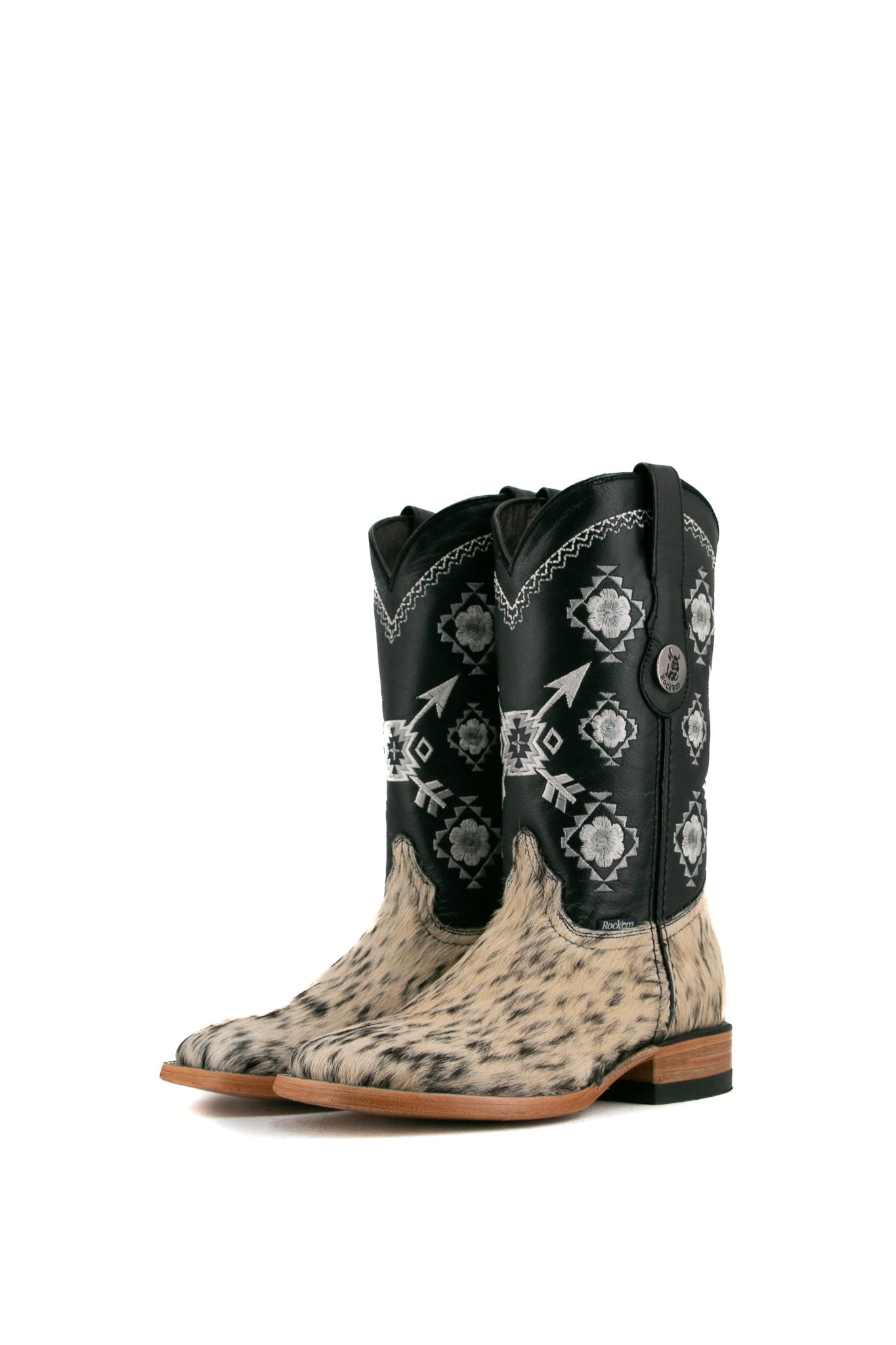 Women's Square Toe Cowhide Cowgirl Boots - Western Ankle Boot Size 6.5 Wide (Box FF4) - Comfortable & Stylish for Country Dancing, Rodeo, and Everyday Wear
