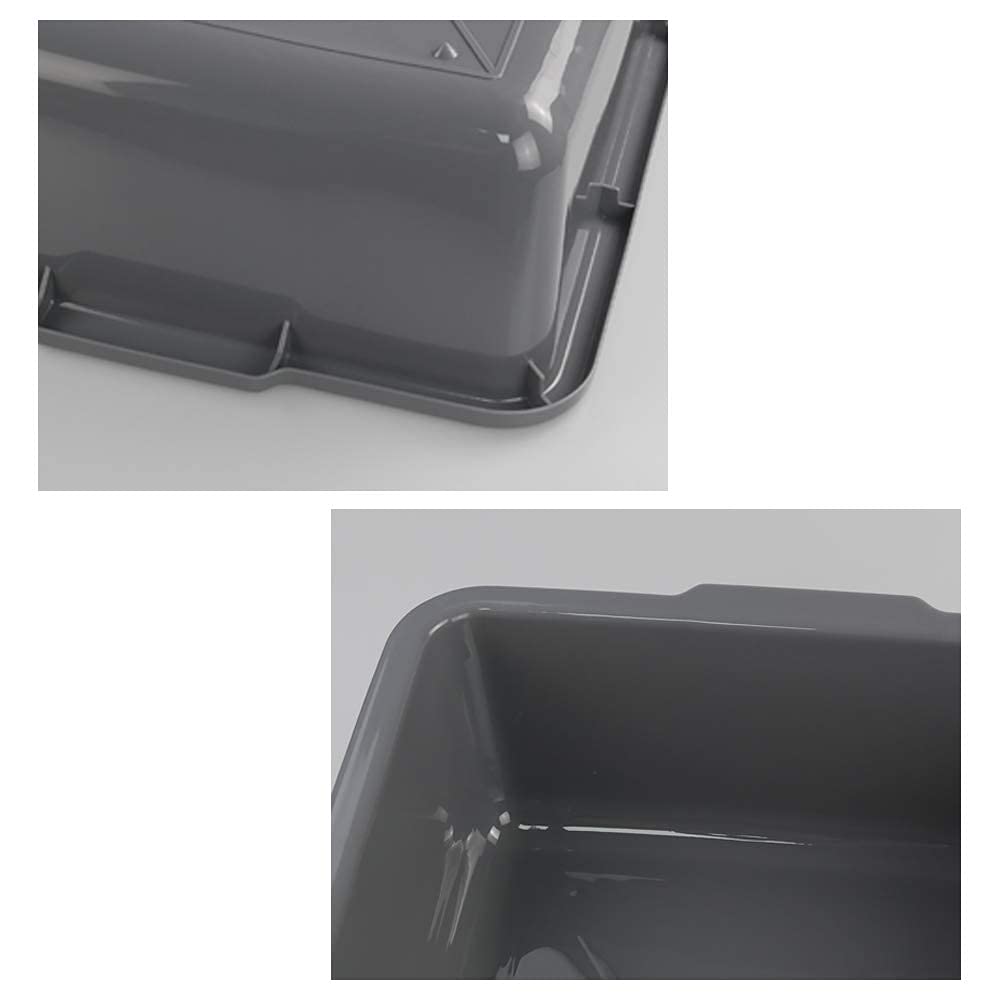 Kiddream 4-Pack 24 Quart Rectangle Bus Tubs - Durable Grey Plastic Commercial Food Storage Trays for Restaurants, Cafeterias & Kitchen Organization