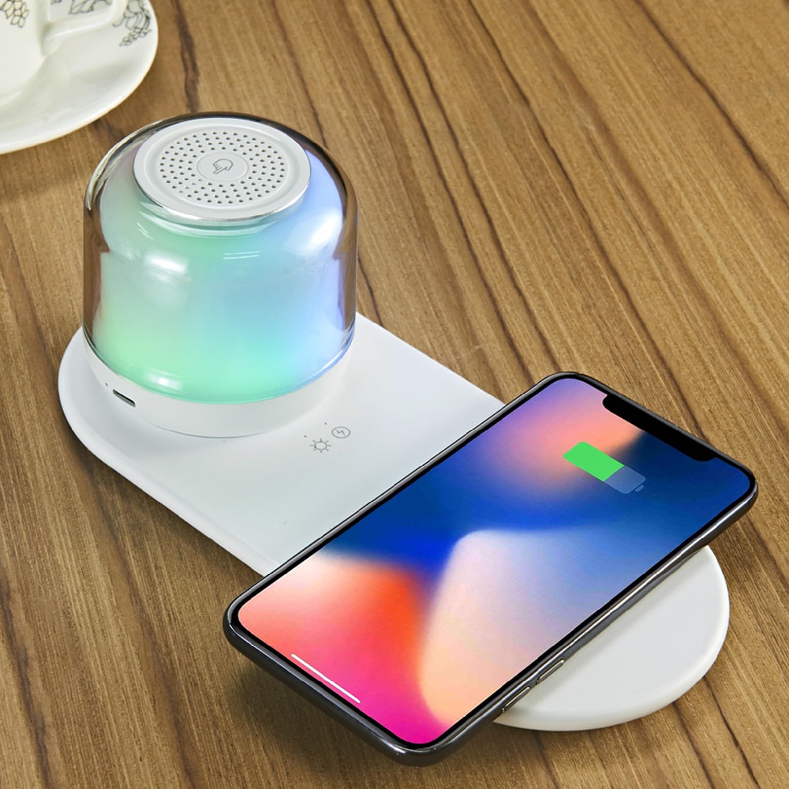 15W Wireless Fast Charger & Bluetooth 5.1 Speaker with Magnetic Suction - Portable Night Light for Home, Office, Bedside | Long Battery Life for Music & Charging Convenience