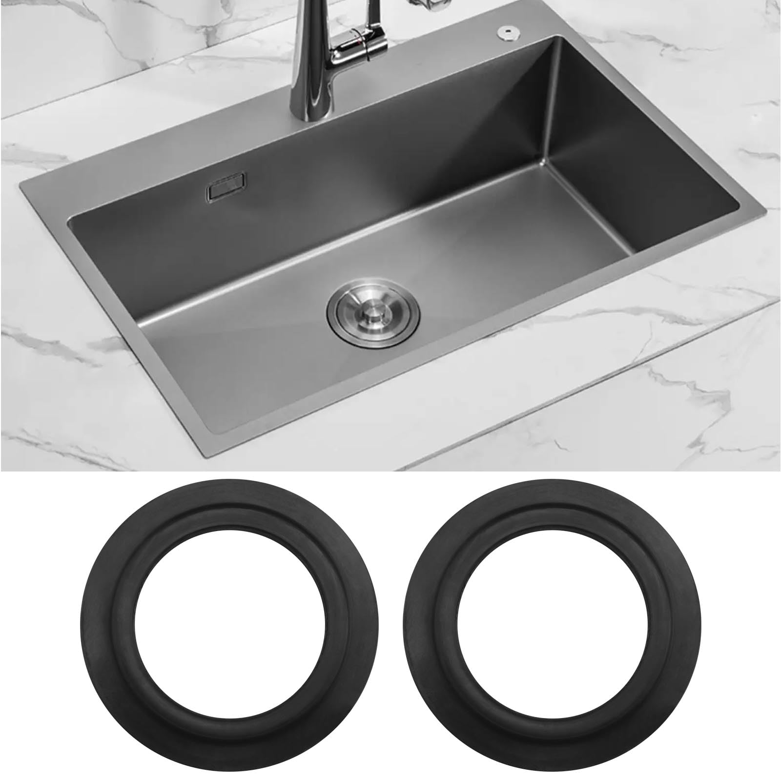 4-Pack NBR Rubber Sealing Gasket Rings - Kitchen Sink Stopper Gaskets & Strainer Basket Plugs for Leak-Proof Pipe Connections - Perfect for DIY Plumbing, Faucet Repair, and Drain Maintenance