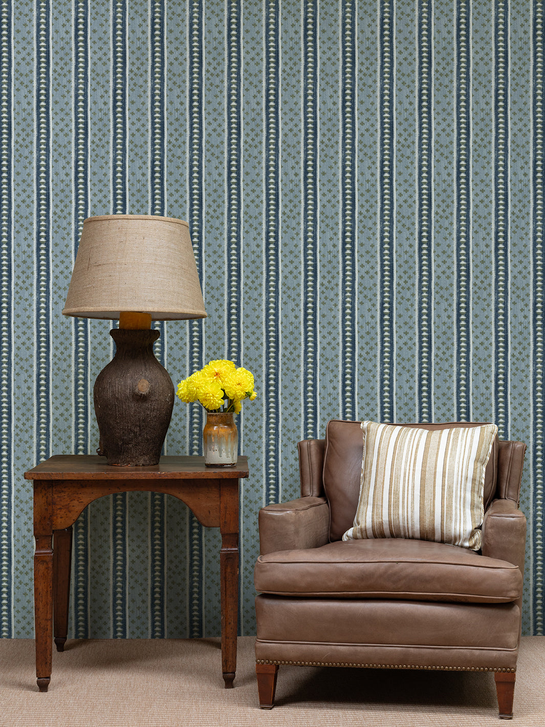 Nathan Turner 'Northstar Stripe' Wallpaper - Blue & Army Green Peel and Stick Removable Wallpaper for Bedroom, Living Room & Home Decor