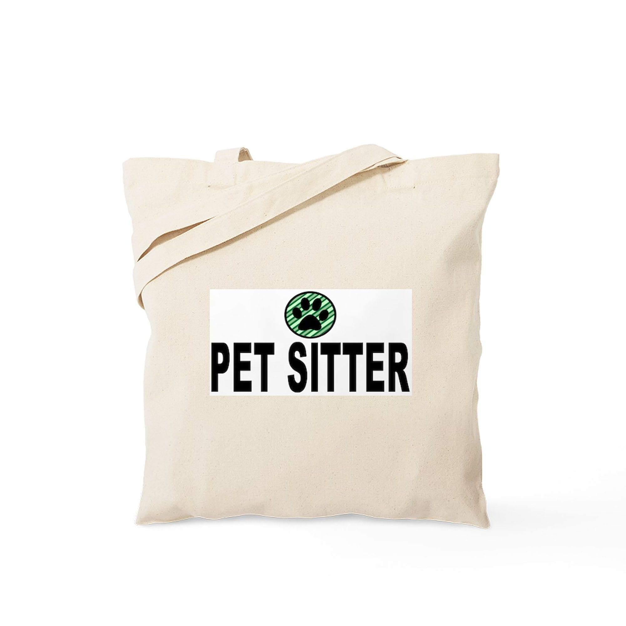Pet Sitter Green Stripes Canvas Tote Bag - Eco-Friendly Reusable Shopping Bag for Dog Walkers & Cat Lovers - Perfect for Groceries, Beach Trips & Daily Errands