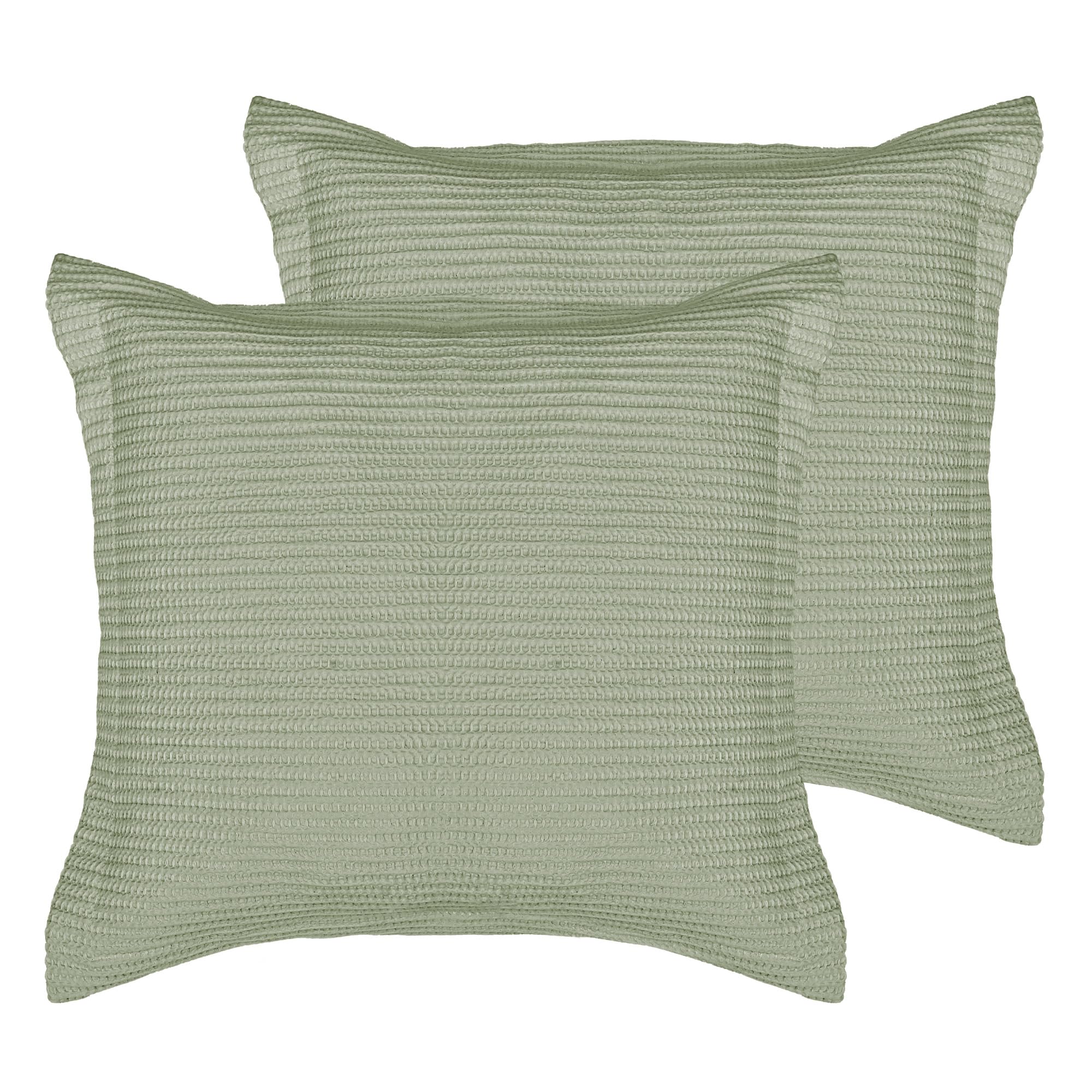 Levtex Home - 2 Pack Cloud Waffle Euro Sham Pillowcases (26x26 Inches) - Soft Waffle Weave Cotton Bedding - Desert Sage Green - Decorative Throw Pillow Covers for Sofa, Bed & Guest Room