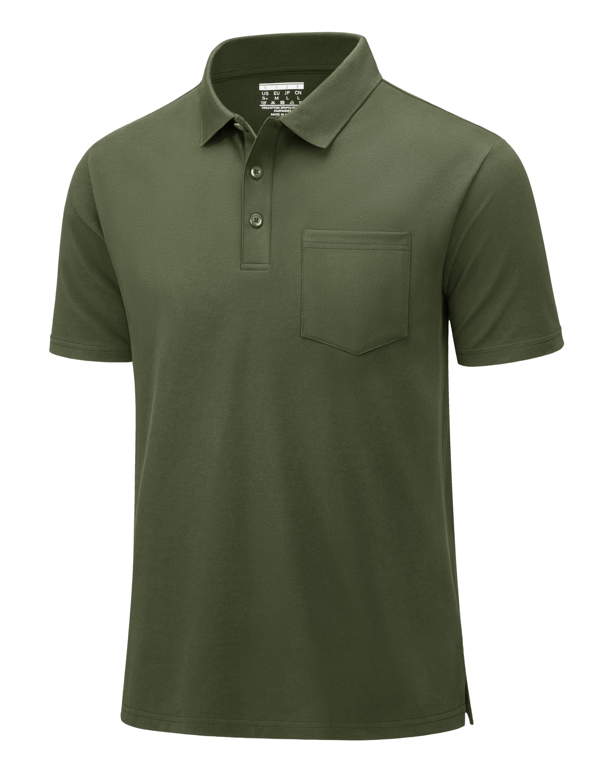 Men's Cotton Pique Polo Shirts with Pocket - Short Sleeve Moisture Wicking Golf Shirts | 3-Button Collared Shirt for Casual Wear & Sports Activities | Perfect for Golf, Tennis & Summer Outfits