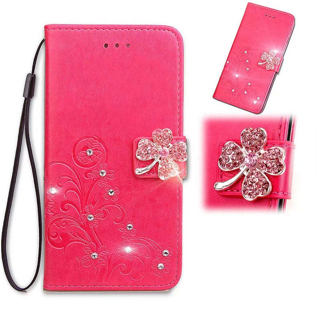 FlipBird Luxury PU Leather Wallet Case for Huawei Nova 8 - Bling Flower Embossed Design with Wrist Strap, Shockproof Protective Phone Cover (Rose Gold) | Perfect for Daily Use, Travel & Gift Giving
