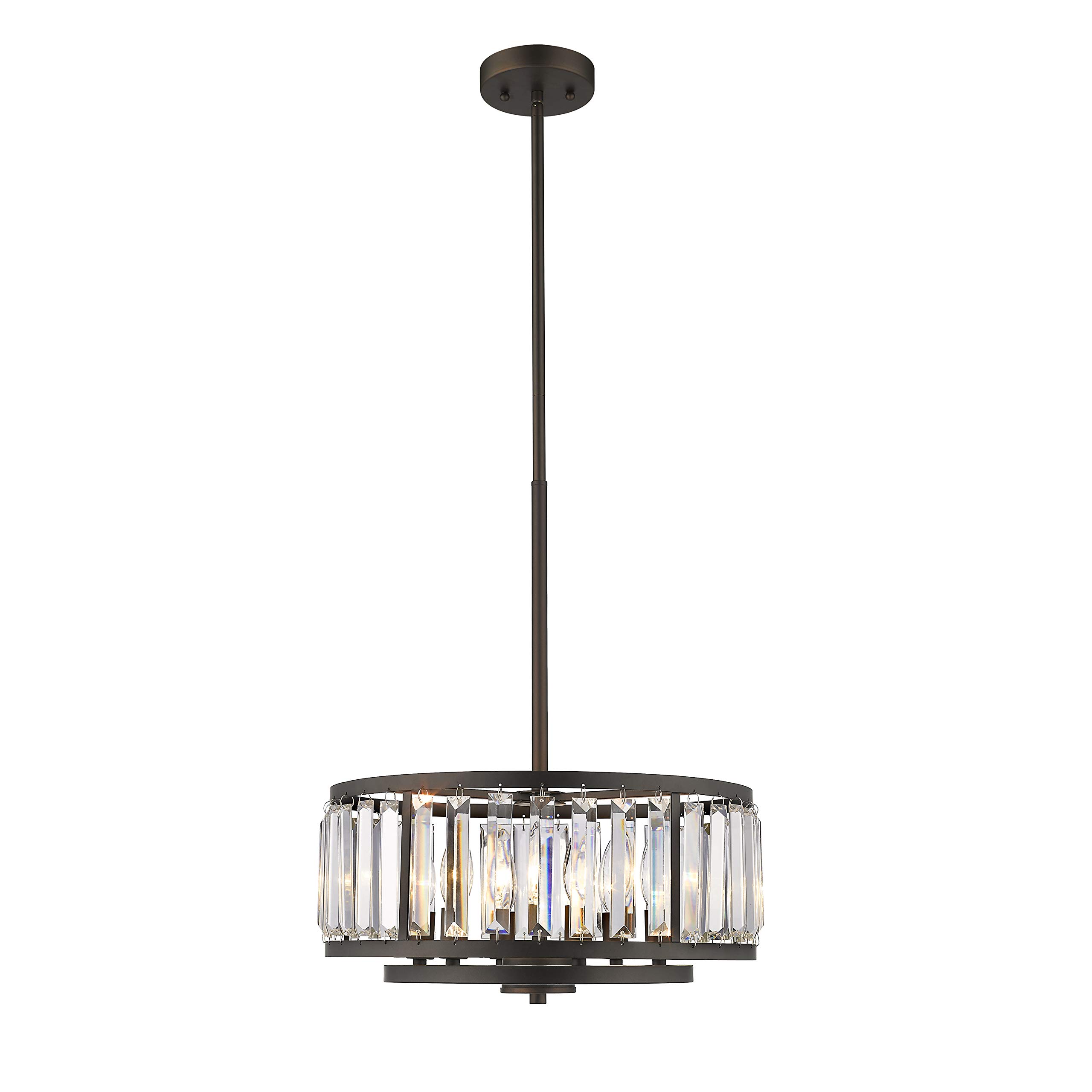 6-Light Rubbed Bronze Ceiling Pendant Fixture - 16 Inch Wide Modern Chandelier for Dining Room, Kitchen Island & Foyer Lighting
