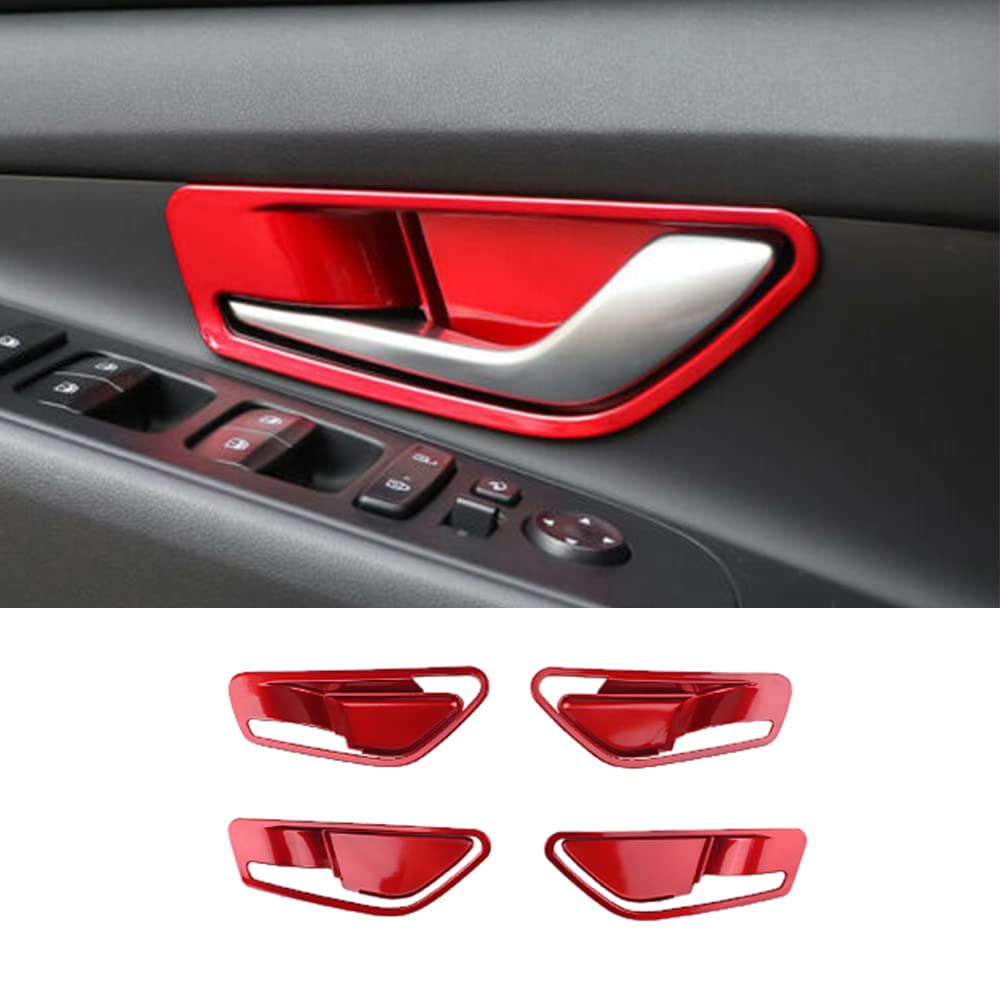 BOYOUS 4PCS Car Inner Door Handle Bowl Covers for Hyundai Elantra 2021-2025 - Red Interior Door Trim Protector & Decorative Frame Sticker Accessories | Scratch Protection & Stylish Upgrade for Your Vehicle