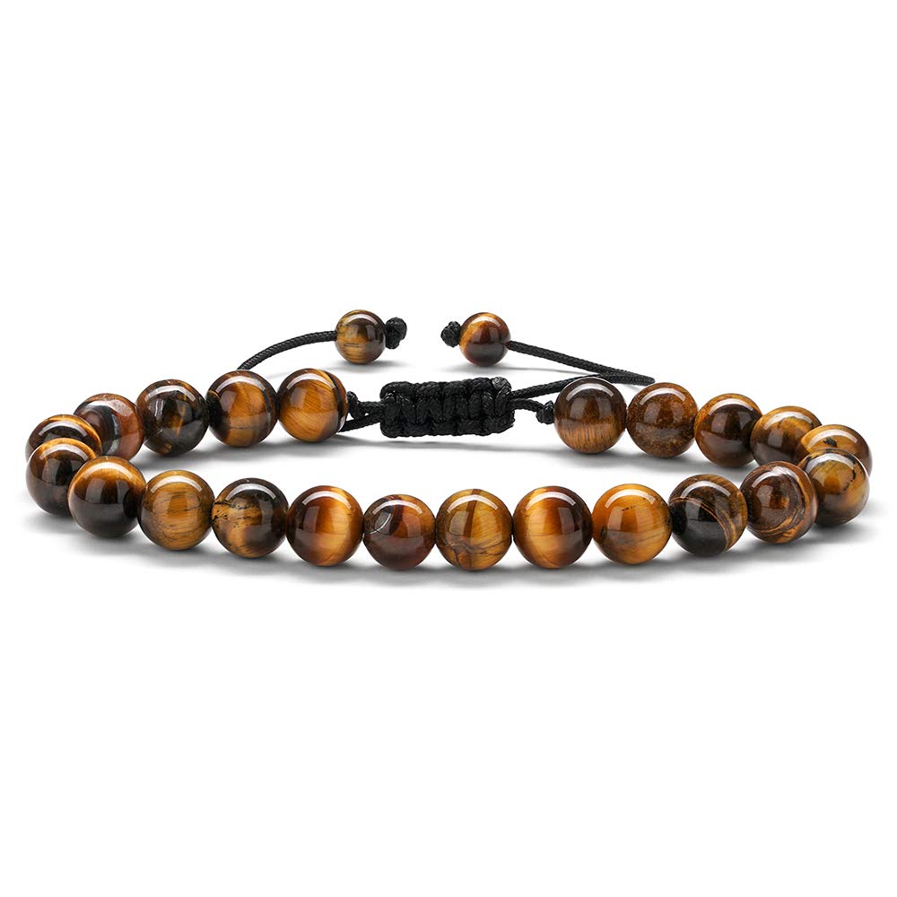 MONOZO 8mm Tiger Eye Beaded Bracelet for Men & Women - Adjustable Natural Lava Stone Essential Oil Diffuser, Anxiety Relief Aromatherapy Jewelry Gift for Stress Relief, Meditation & Spiritual Healing