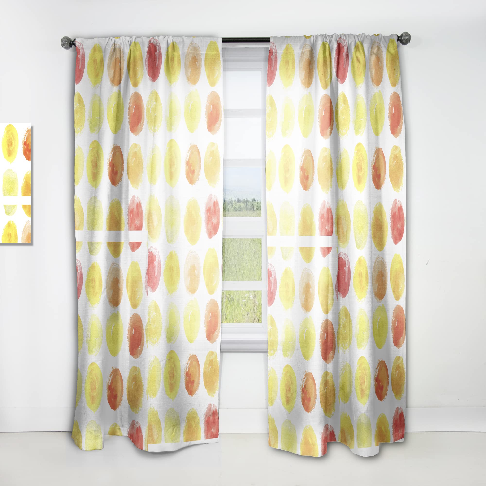 DesignQ Yellow Watercolor Spot Pattern Thermal Insulated Curtains - Single Panel 52x90 Inches - Elegant Window Treatments for Bedroom & Living Room (Perfect for Home Decor & Light Blocking)