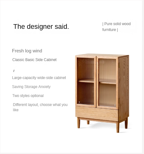 Modern Solid Oak & Beech Wood Side Cabinet - Minimalist Design for Living Room, Bedroom or Office Storage