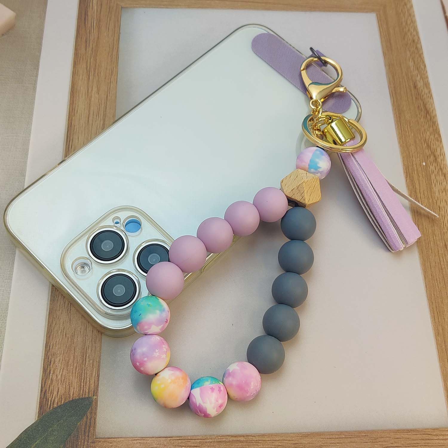 Cute Silicone Beaded Phone Lanyard Wrist Strap - for Phone Security & Convenience