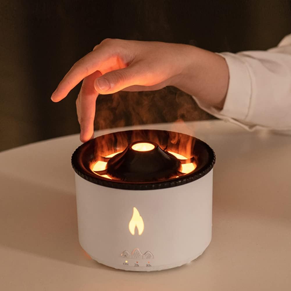 Premium Dhyanut Essential Oil Diffuser with Flame Light - Cool Mist Humidifier for Home, 2 Mist Modes, Timer & Auto-Off Safety | Quiet Aromatherapy Diffuser for Office, Spa, Yoga & Bedroom Relaxation | BPA-Free Plastic Design